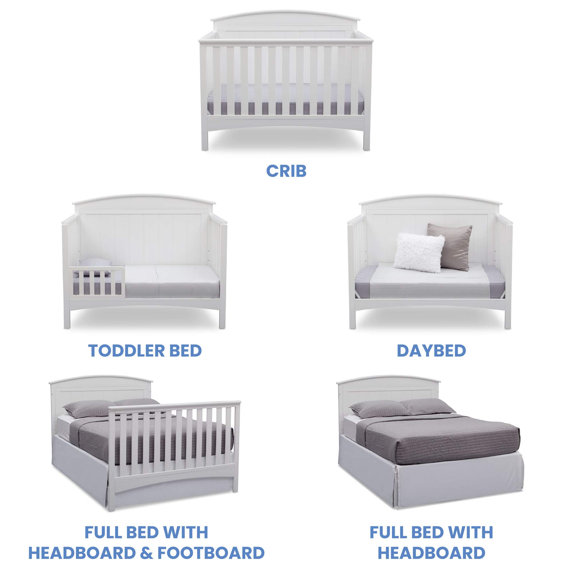 Delta Children Archer 4-in-1 Convertible Crib with Serta Perfect Slumber Dual-Sided Mattress - Bianca White | Nursery Bedroom Furniture for Baby & Toddler | Eco-Friendly Recycled Fiber Core Mattress | Crib to Toddler Bed Conversion
