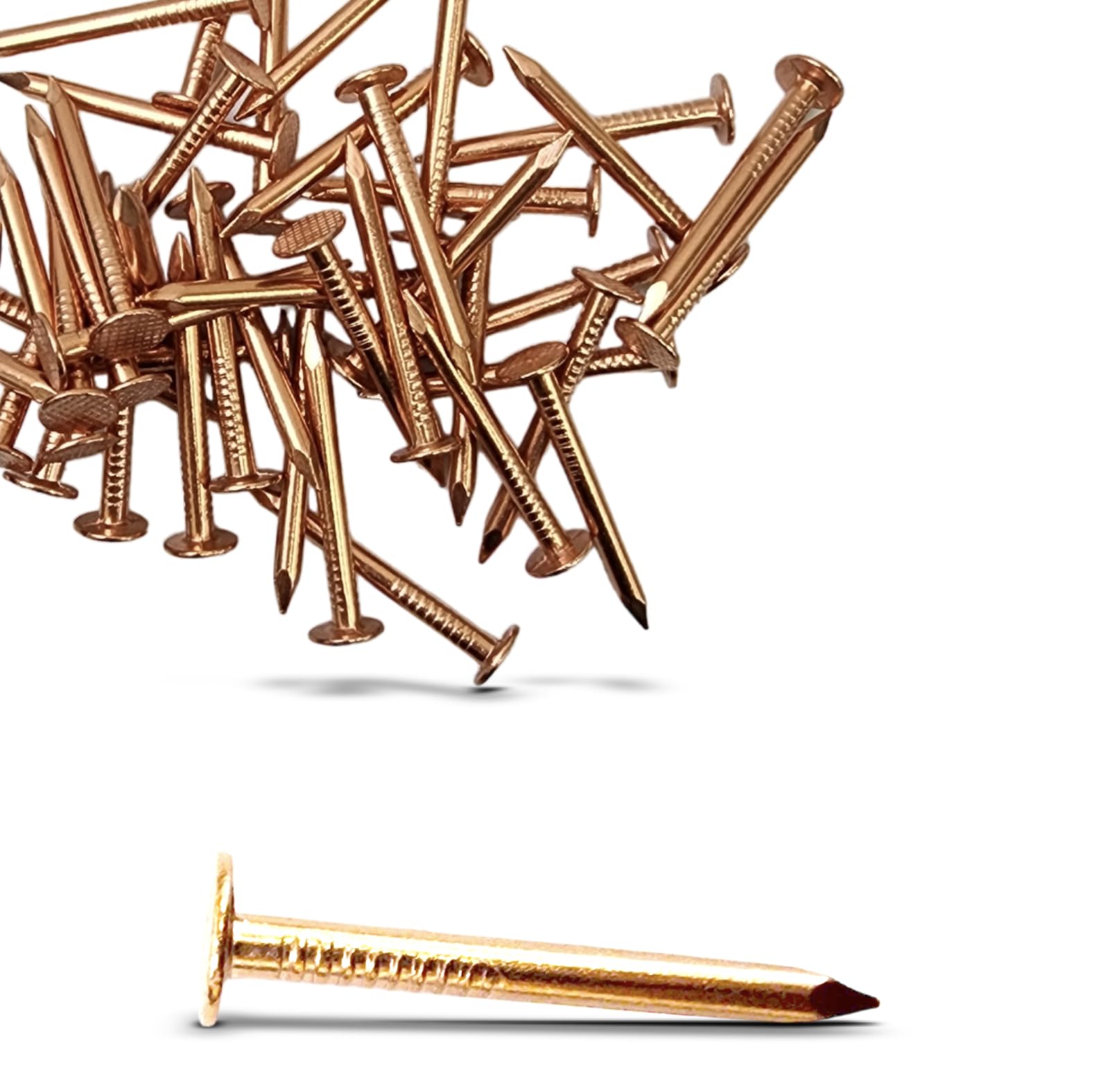 500 Pack 1.5 Inch Solid Pure Copper Nails - USA Made Roofing, Flashing, Slating, Furniture & Boat Building Nails - High Quality Construction Fasteners for Outdoor Projects (500 Count)
