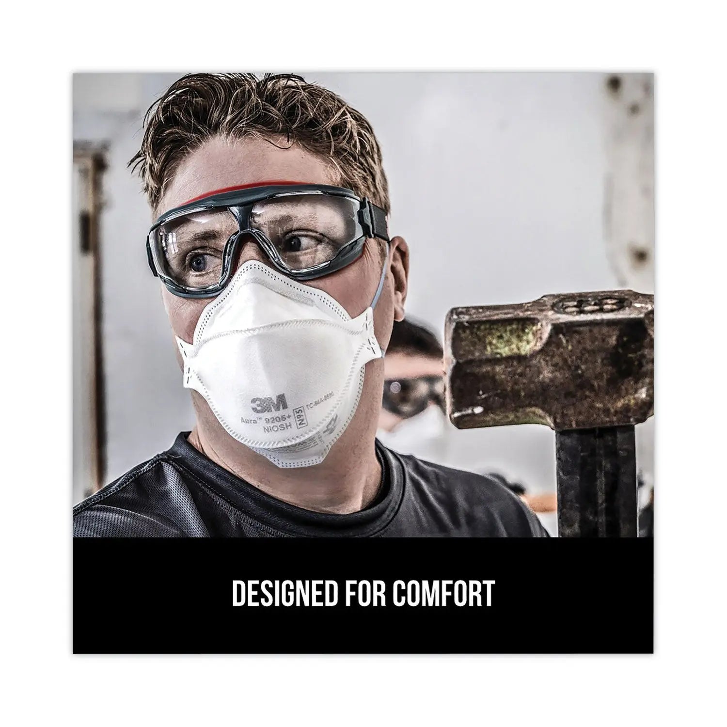 3M™ Aura Particulate Respirator 9205+ N95 Mask - One Size Fits Most - 20 Pack - Dust, Pollen & Air Pollution Protection for Construction, Woodworking & Healthcare Workers