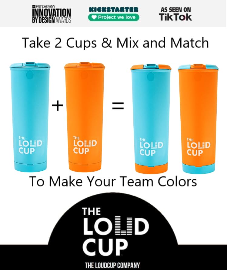 20 oz The LoudCup Tumbler with Built-in Stadium Horn - Reusable Insulated Water Bottle for Sports Fans (Bluejay Blue) - Perfect for Game Day, Tailgating, Cheering & Outdoor Events - World's Loudest Fan Cup