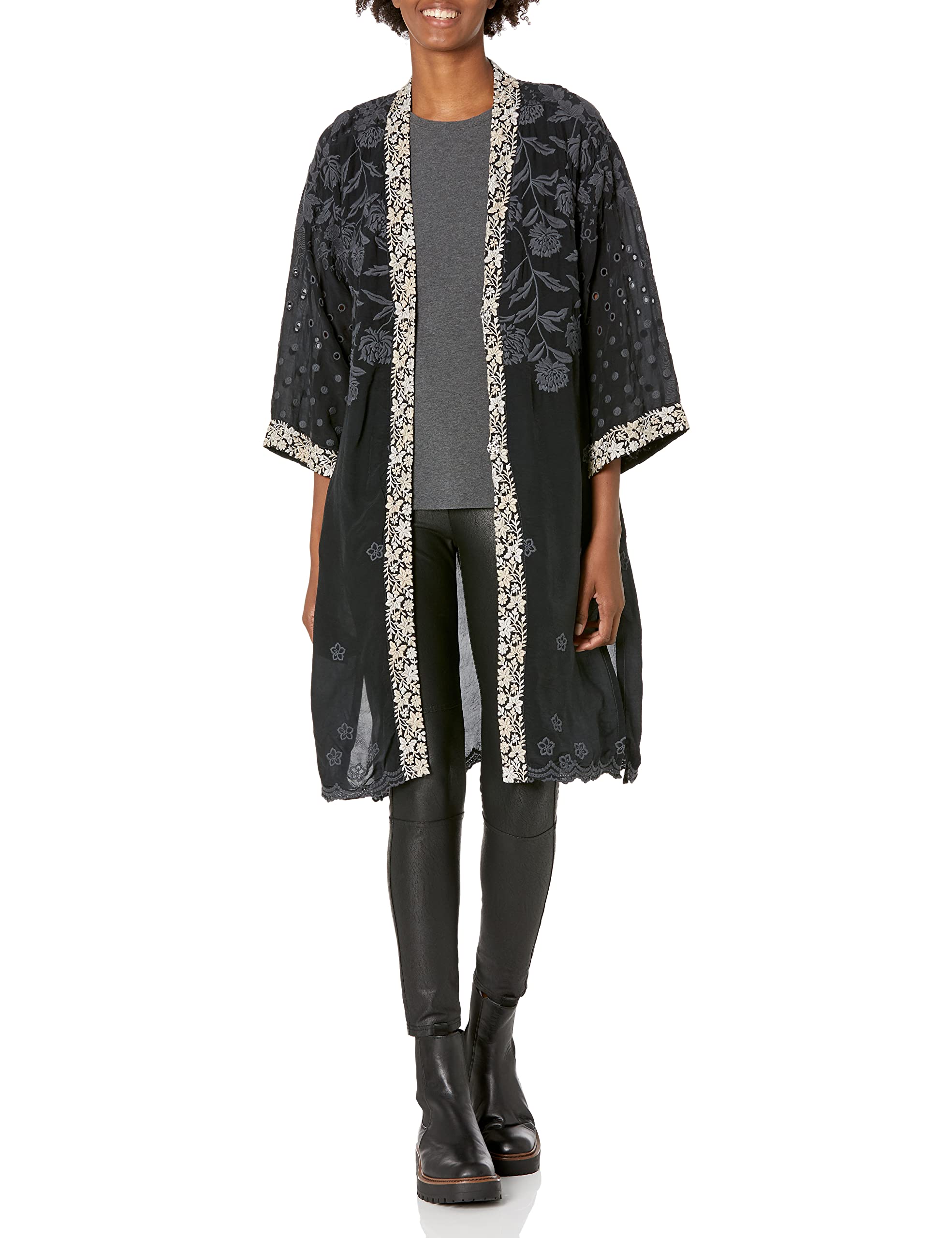 Johnny Was Women's Kimono Robe - Stylish Floral Print Lightweight Cover-Up for Lounge, Beach & Vacation
