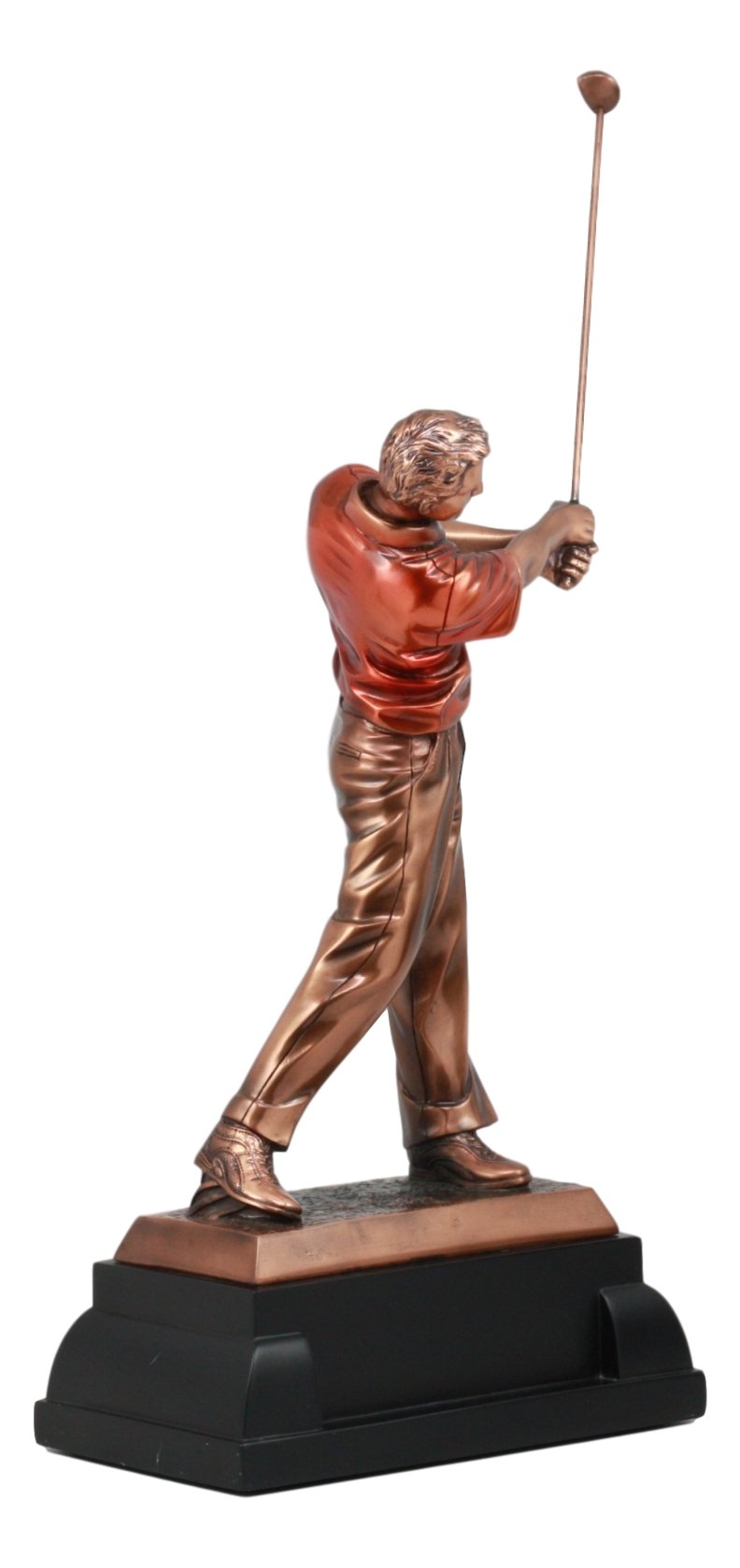 Ebros Bronze Electroplated Golf Swinging Club Statue - 15.25