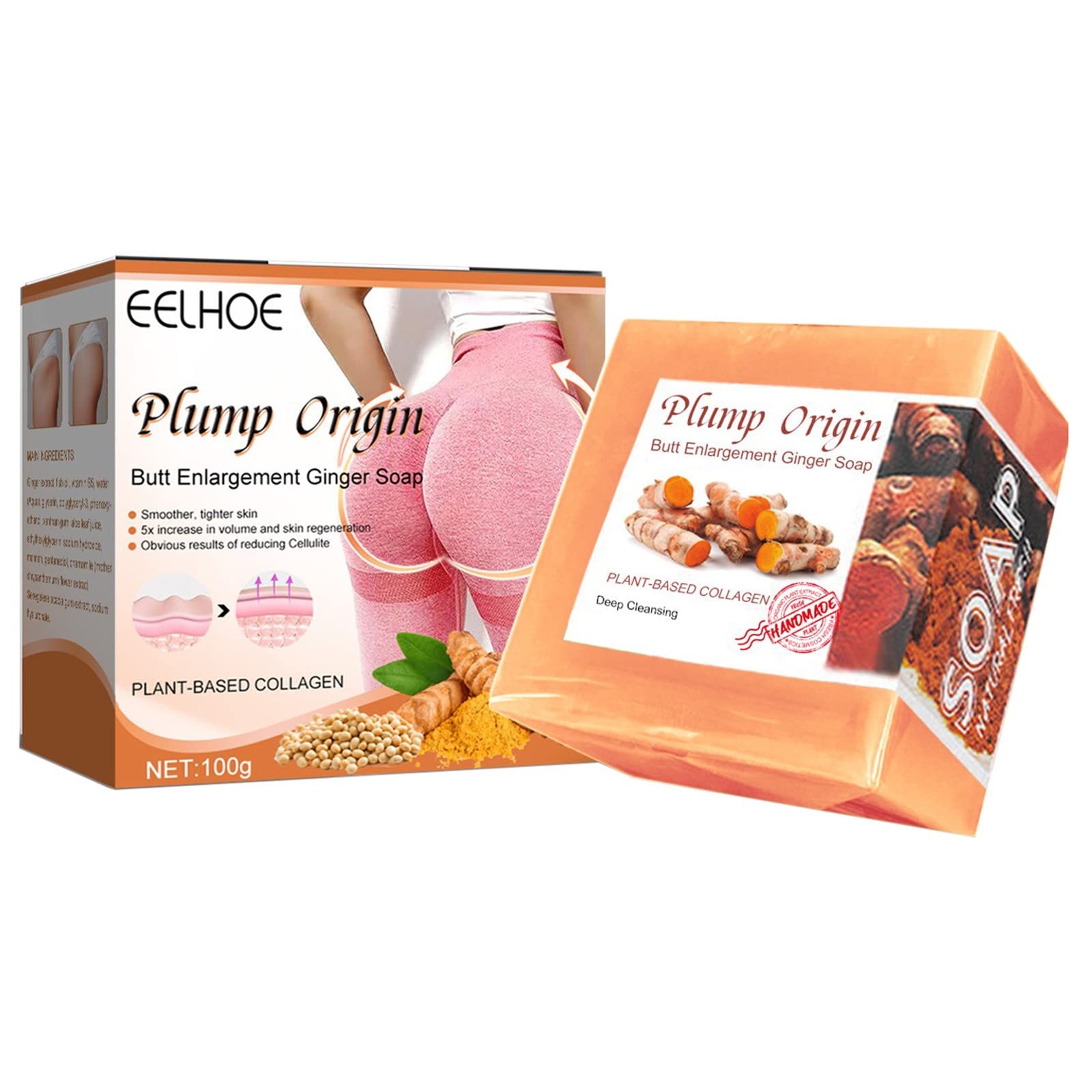 Organic Ginger Soap for Butt Enlargement & Hip Lifting - Natural Ginger Bar Soap for All Skin Types - Skin Tightening & Firming - Perfect for Body Shaping, Postpartum Recovery & Spa Treatments (One Size)