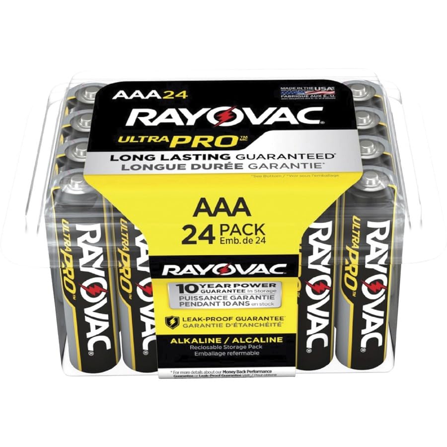 Rayovac Ultra Pro Alkaline AAA 24-Pack Batteries - Long-Lasting Power for Toys, Flashlights, and Electronics | Bulk Storage Pak for Home & Office Use