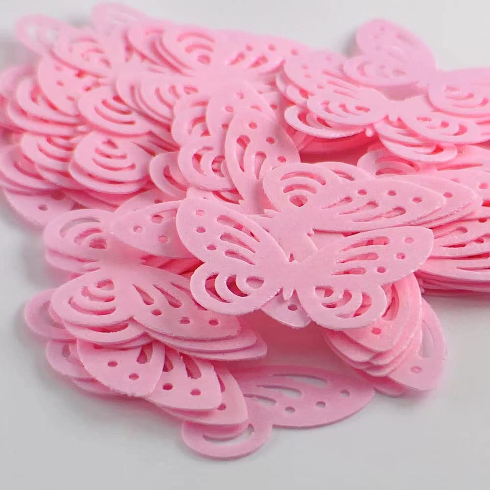50pcs Edible Pink Butterflies Wafer Paper Cupcake Toppers - Big Size Rice Paper Cake Decorations for Birthday & Baby Shower | Perfect for Wedding Cakes, Desserts, and Party Treats