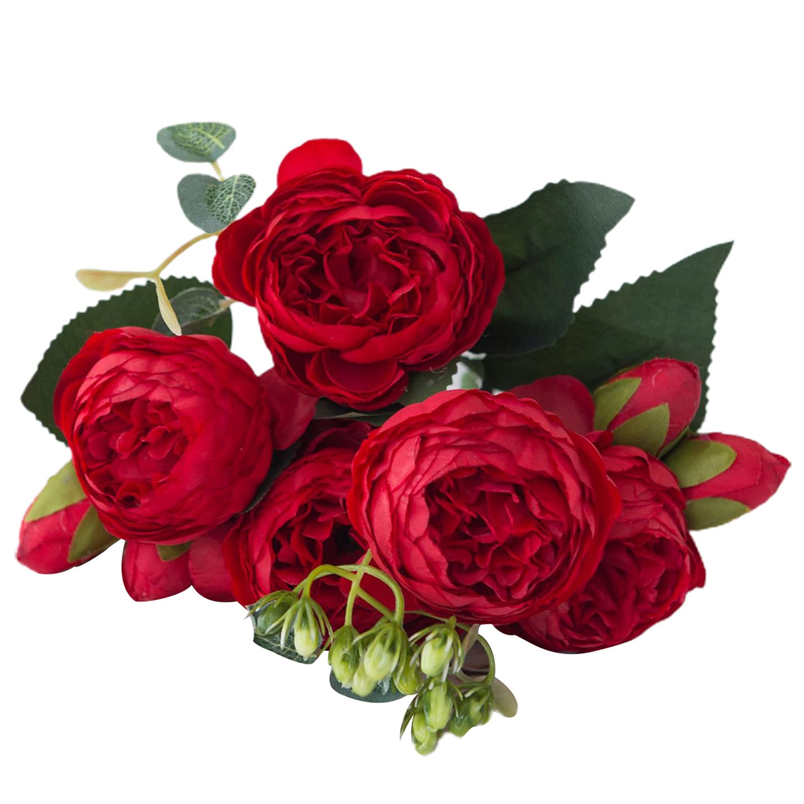 Realistic Artificial Peony Bouquet - 1 Pack Lifelike Silk Flower for Home Decor, Wedding Centerpiece & Photography Props - Vibrant Red Peonies for Elegant Events & Interior Design
