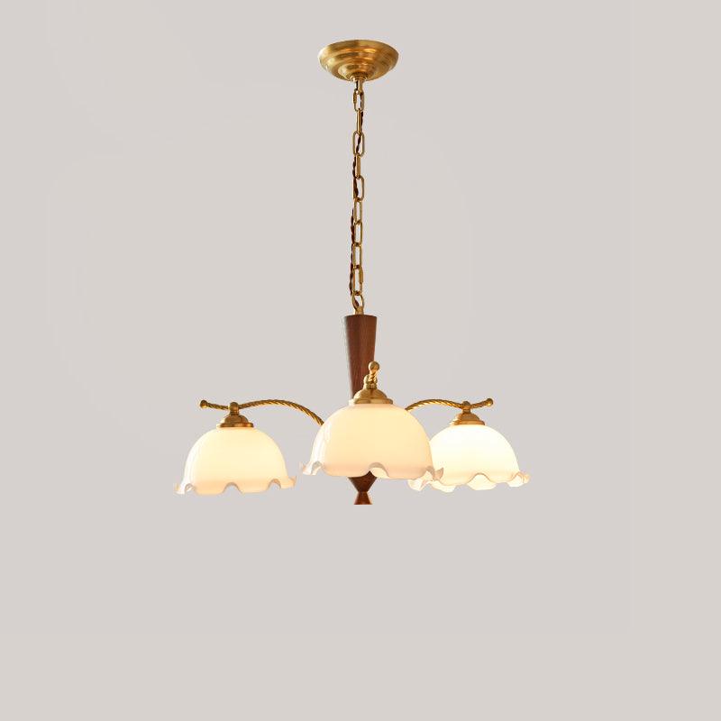 Elegant Milky Flower Chandelier - Crystal Ceiling Light Fixture for Dining Room, Bedroom & Living Room Decor | Perfect for Wedding, Home & Party Lighting