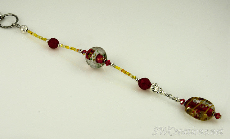 Red Goldenrod Crystal Lampwork Car Jewel - Handmade Glass Pendant for Car Decor, Gifts & Spiritual Healing | Perfect for Feng Shui, Meditation & Positive Energy