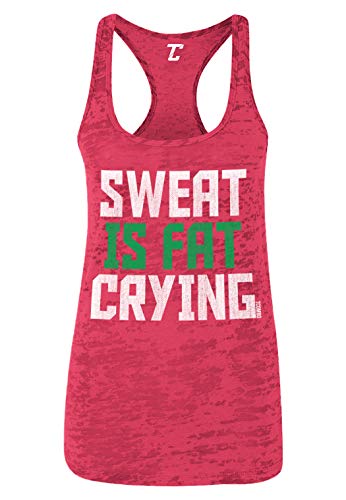 Gym Fitness Racerback Tank Top for Women - Sweat is Fat Crying Motivational Workout Shirt - Perfect for Bodybuilding, Weightlifting & Gym Training