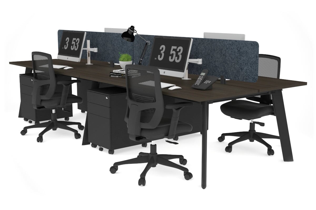 4-Person Workstation with Black Frame - 1200L x 700W Office Desk for Team Collaboration & Productivity | Perfect for Open Offices, Coworking Spaces & Home Offices