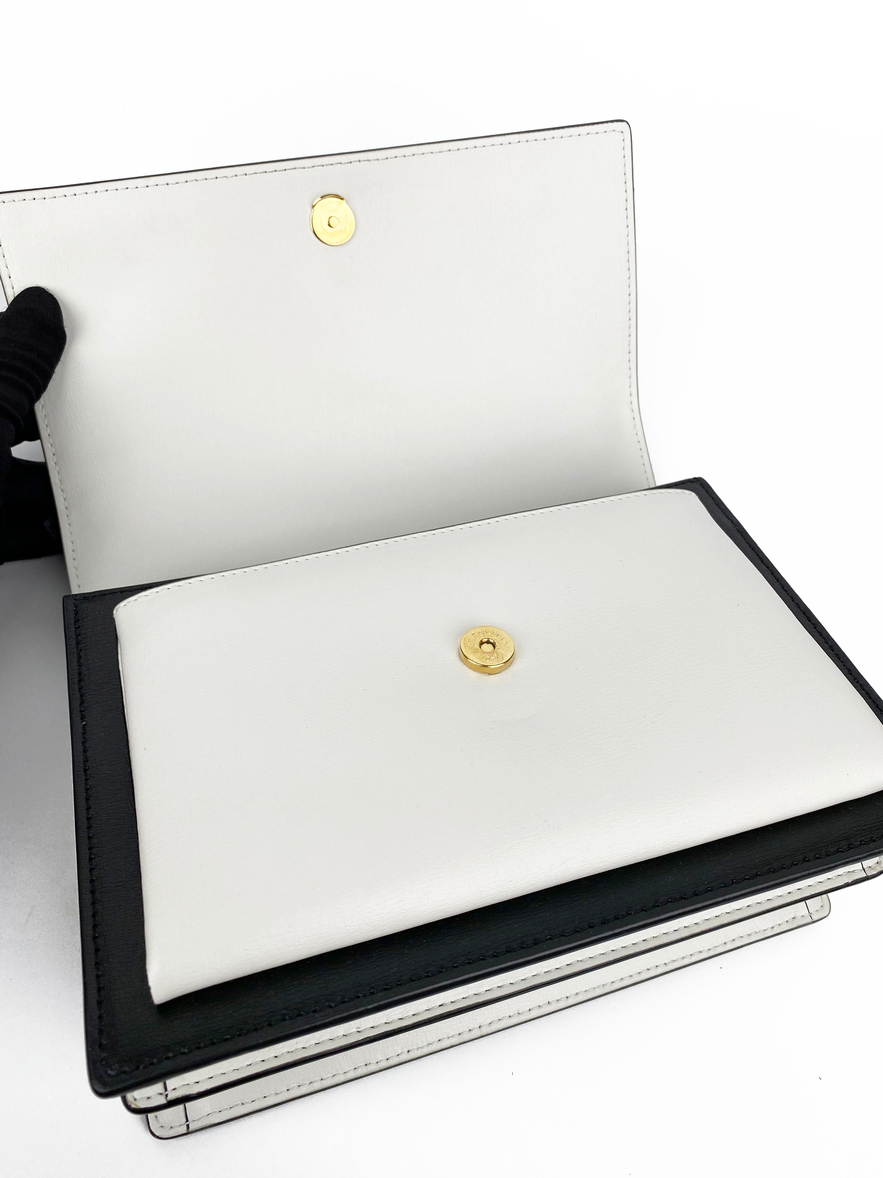 Saint Laurent Sunset Bag - Black & White Two-Tone Designer Handbag for Women | Perfect for Evening Parties, Date Nights & Luxury Fashion Accessories