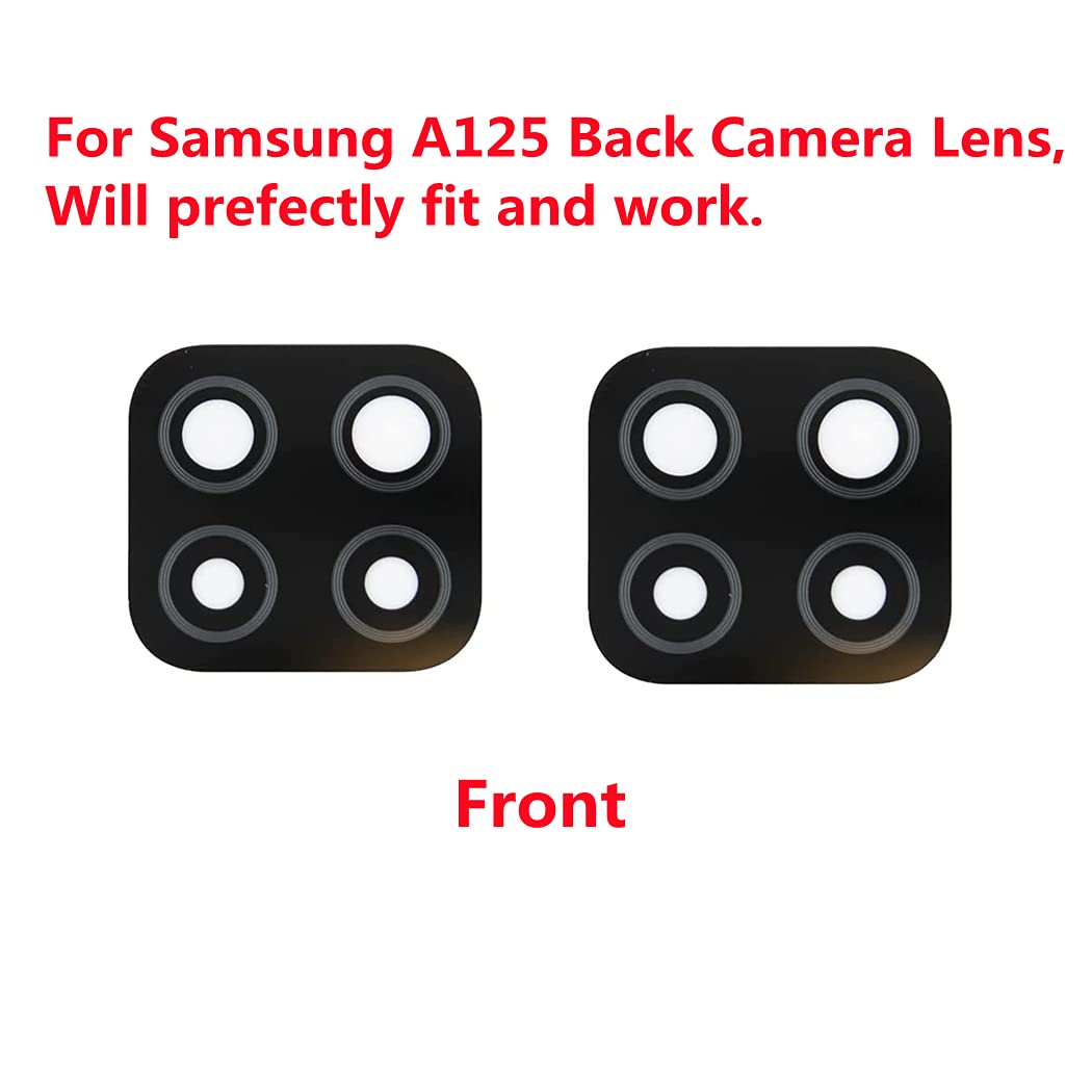 Original 2-Pack Samsung Galaxy A12 2020/A125 Rear Camera Glass Lens Replacement with Preinstalled Adhesive & Repair Tools - Black (Compatible with All Carriers) | DIY Phone Repair, Lens Protection, Cracked Camera Fix Solution