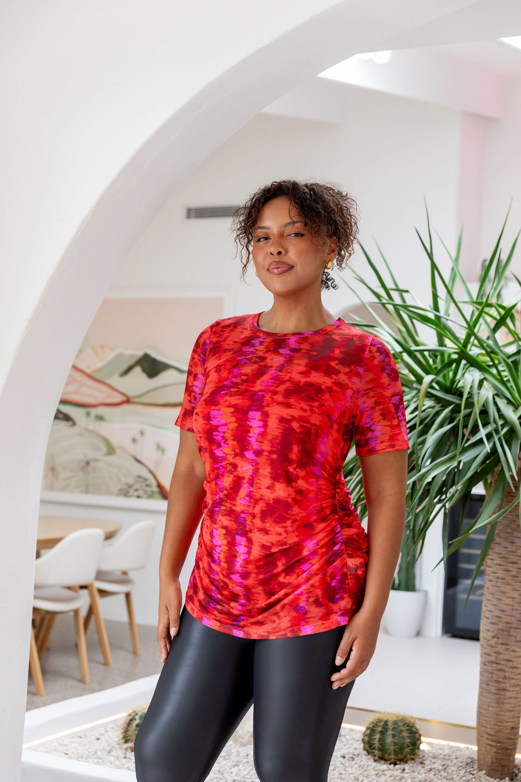 Darla Mesh Top for Women - Stylish Red Crochet Knit Shirt, Breathable Summer Blouse for Casual Outings, Beach Wear & Night Out