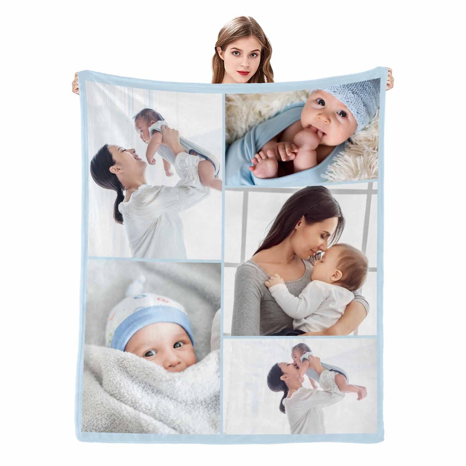 Personalized Photo Collage Fleece Blanket - Custom Picture Blanket Gift for Mom, Baby & Family - Soft Throw Blanket for Cuddling, Home Decor, Anniversary & Birthday Presents
