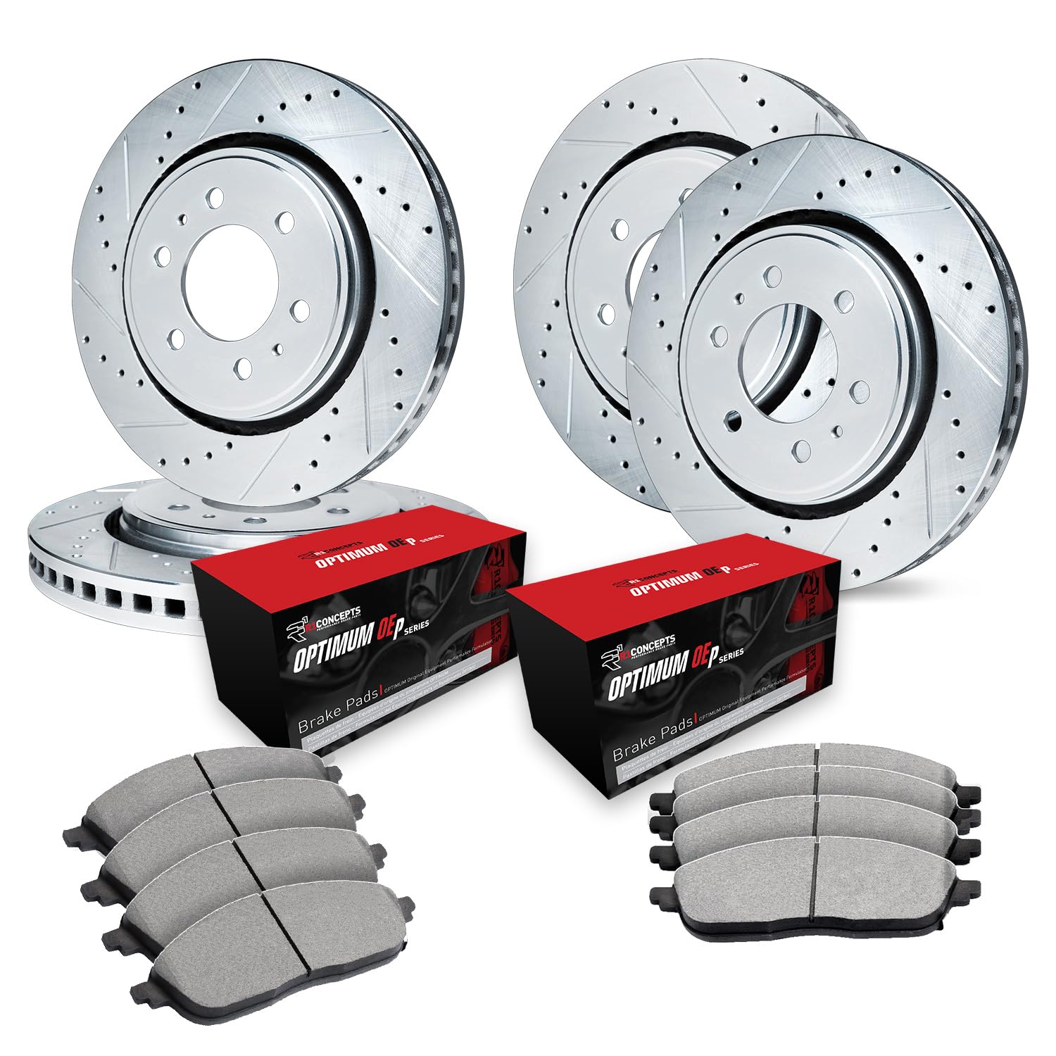 R1 Concepts Premium Front & Rear Brake Pads and Rotors Kit - OE Replacement Brake System for Smooth Stopping | Perfect for Daily Commuting, Highway Driving & Performance Vehicles | CEC.40159.04