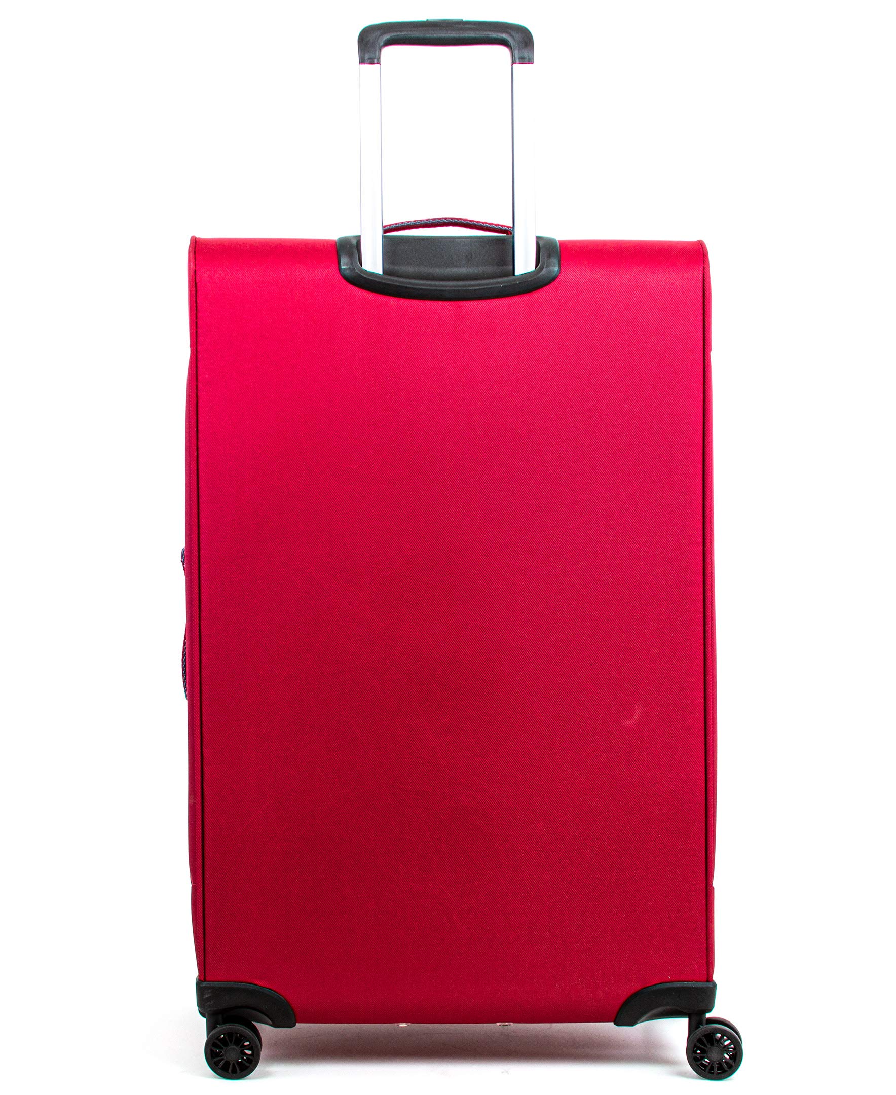 Calvin Klein Flare Softside Spinner Luggage 29 Inch - Lightweight Expandable Suitcase with 360° Wheels, Grey/Red | Perfect for Business Travel & Family Vacations