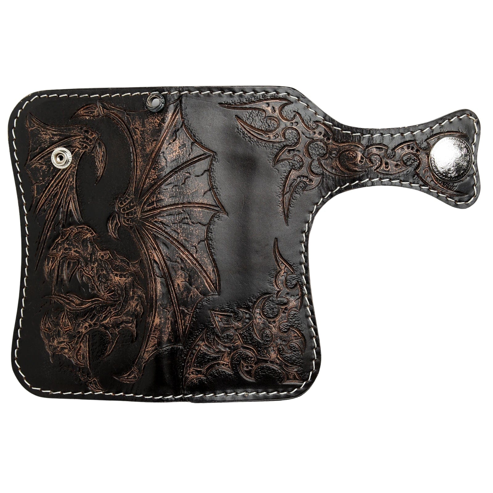Genuine Leather Biker Chain Wallet for Men - Stylish Rider Dragon Design - Perfect for Motorcycle Enthusiasts & Everyday Use