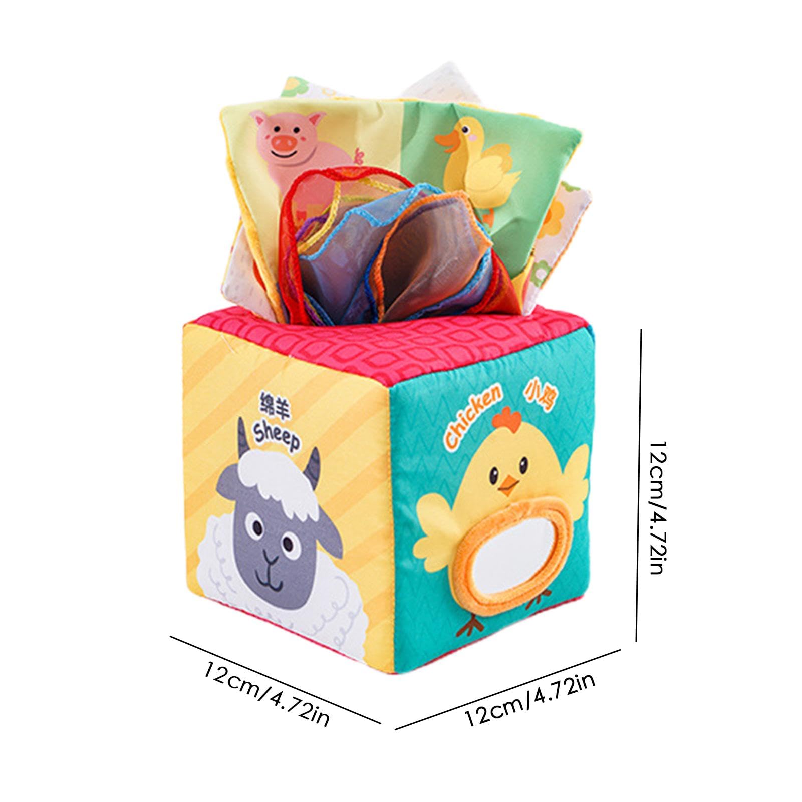 Crinkle Paper Sensory Toy Box for Babies 0-2 Years | Soft Silk Scarves & Tissue Paper Early Learning Activity | Montessori Educational Toys for Infant Development - Perfect for Tummy Time, Sensory Play & Baby Shower Gifts