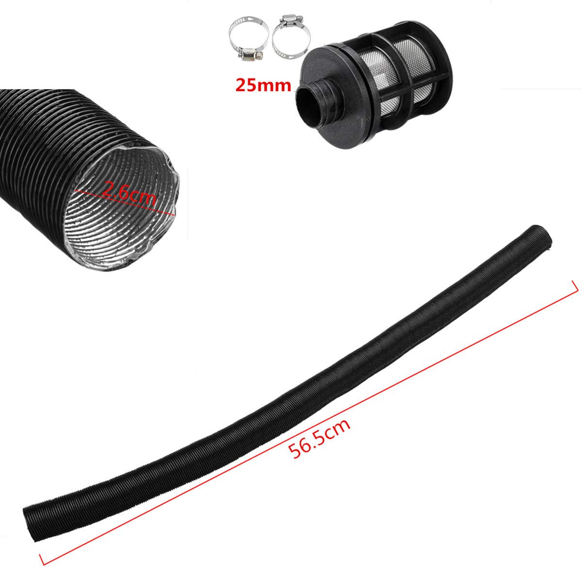 25mm Air Intake Filter Silencer Hose Pipe Kit - Compatible with Webasto & Eberspacher Diesel Parking Heaters | Reduces Noise & Improves Airflow for RVs, Trucks & Marine Applications