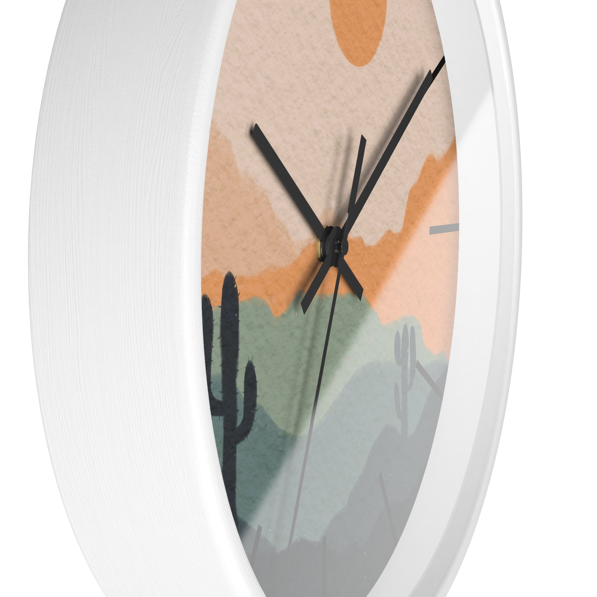 Silent Ticking Wall Clock - Rustic Desert Decor with 10 Inch Wood or Plastic Frame & Plexiglass - Southwestern Theme Home Office Decor for Living Room, Bedroom, Kitchen
