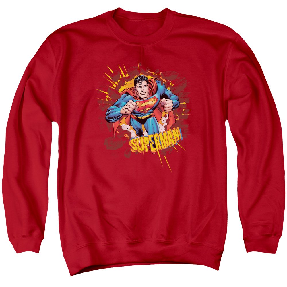 Superman Sorry About The Wall Graphic Crewneck Sweatshirt - Unisex Casual Pullover for Men & Women | Perfect for Cosplay, Comic Con & Superhero Fans