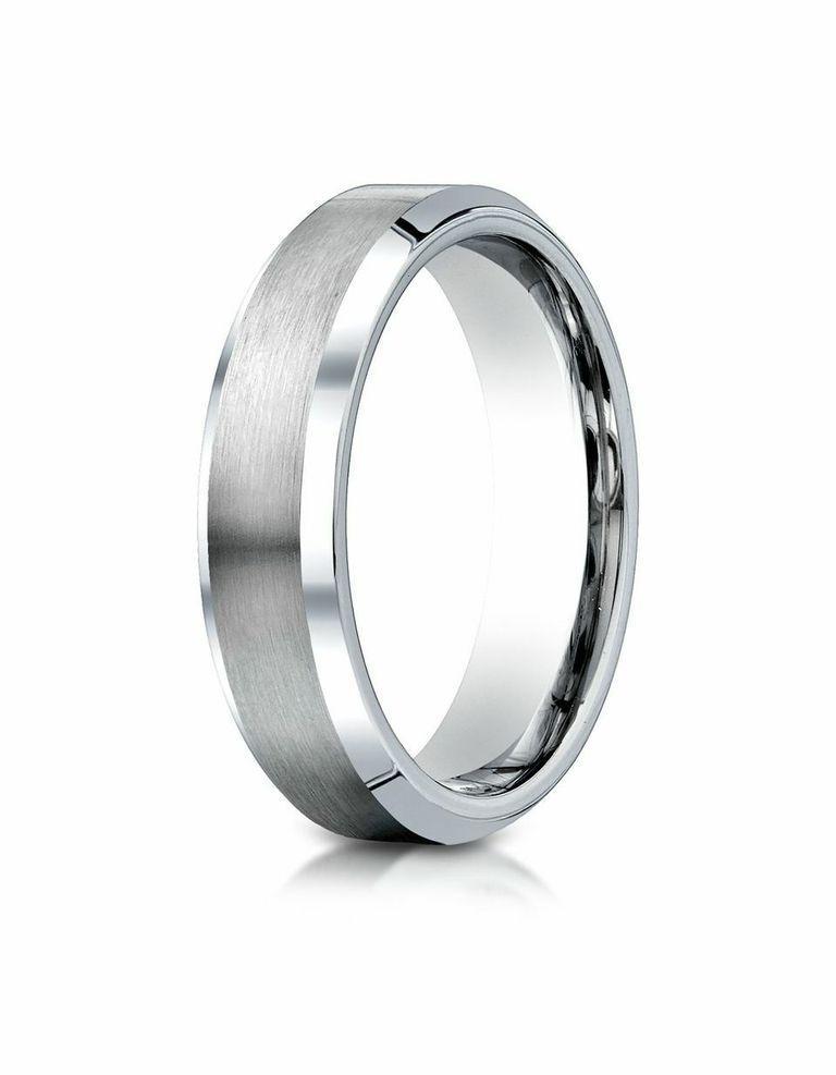 6MM Cobalt Comfort Fit Bevel Edge Wedding Band for Men - Durable & Hypoallergenic Ring for Weddings, Anniversaries & Everyday Wear