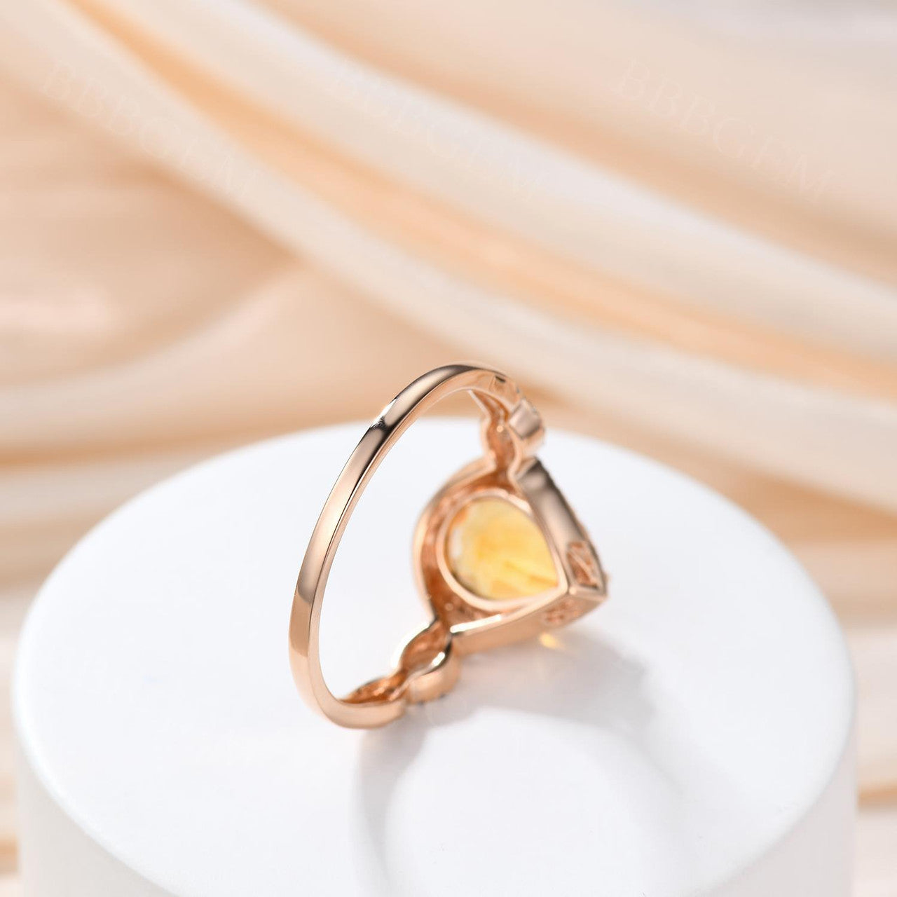14K White Gold Yellow Citrine Engagement Ring - Handmade Pear Cut Halo Diamond Ring, 6x9mm November Birthstone Promise Ring for Women | Perfect for Proposals, Anniversaries & Special Occasions