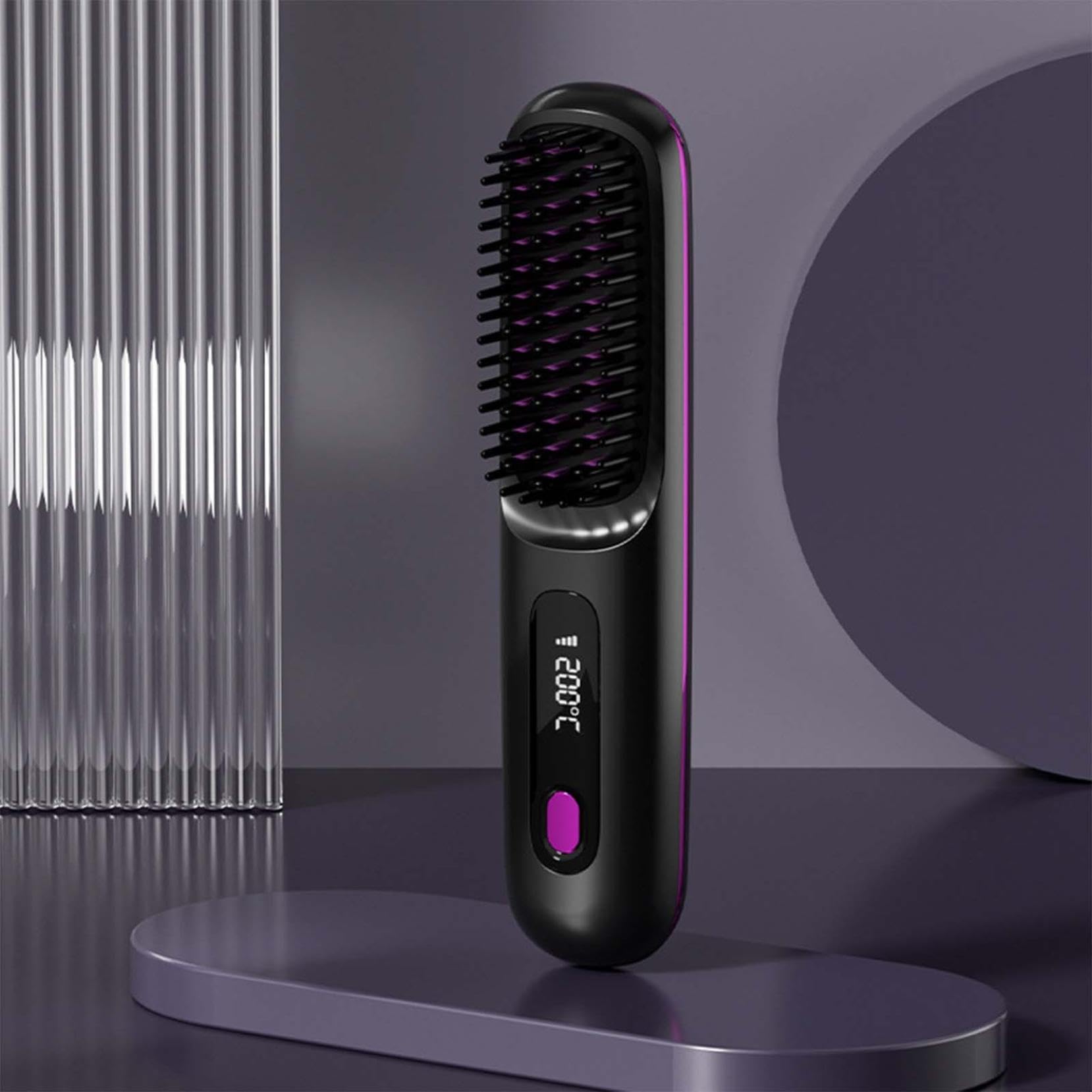 Blyss Cordless Straightening Brush - 2-in-1 Negative Ion Hair Straightener & Styler | Portable Mini Hair Straightener for Travel & Home Use | Perfect for Smoothing & Styling on the Go