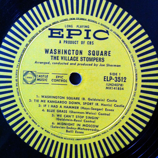 The Village Stompers - The Original Washington Square LP Vinyl Album (Mono, VG Condition) - Perfect for Vintage Music Collectors & Jazz Enthusiasts