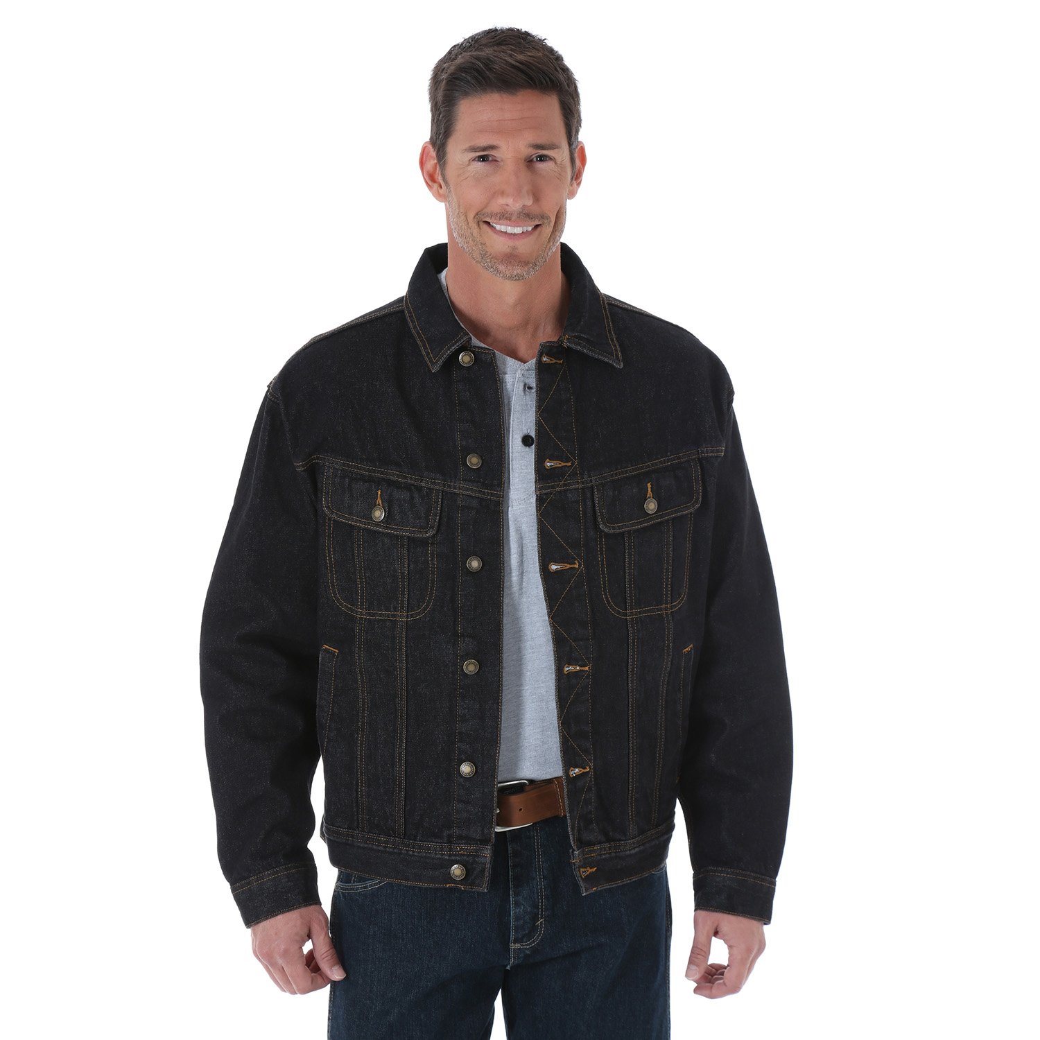 Wrangler Men's Rugged Wear Unlined Denim Jacket - Classic Lightweight Denim Jacket for Casual Outfits & Outdoor Adventures