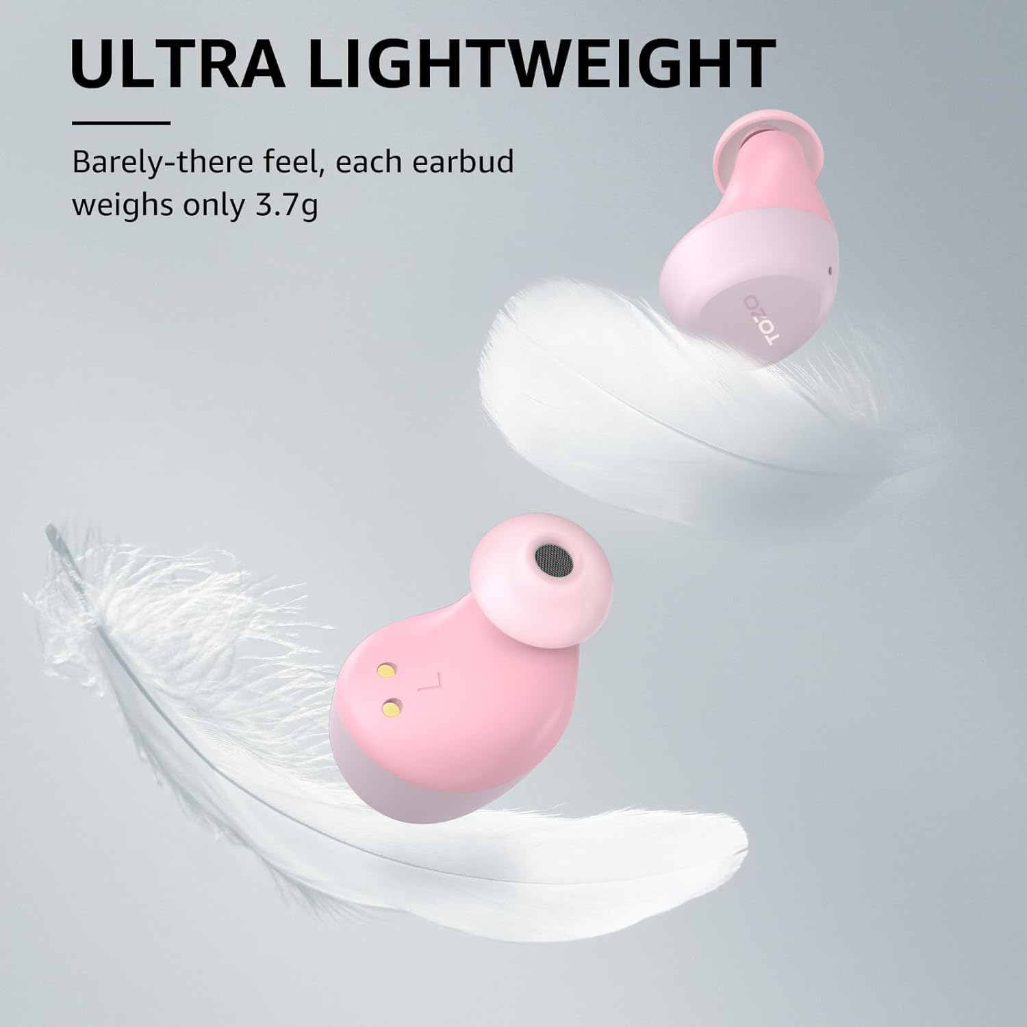 TOZO A1 Wireless Earbuds Bluetooth 5.3 - Lightweight IPX5 Waterproof Headphones with 2 Mics for AI Calls, Premium Bass Sound & 32 EQ Presets via App - Perfect for Gym, Running, Work & Travel