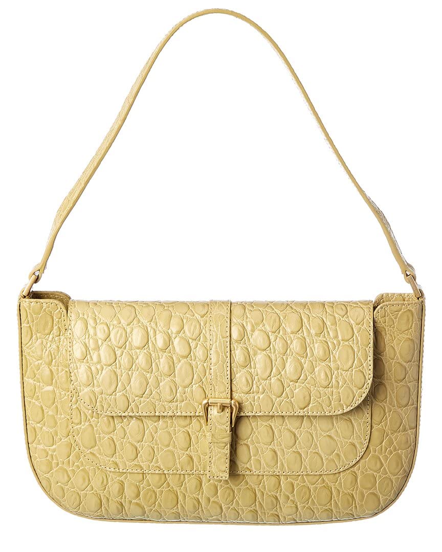 By Far Miranda Croc-Embossed Leather Shoulder Bag in Yellow | Stylish Crossbody Purse for Women | Perfect for Work, Travel & Evening Out