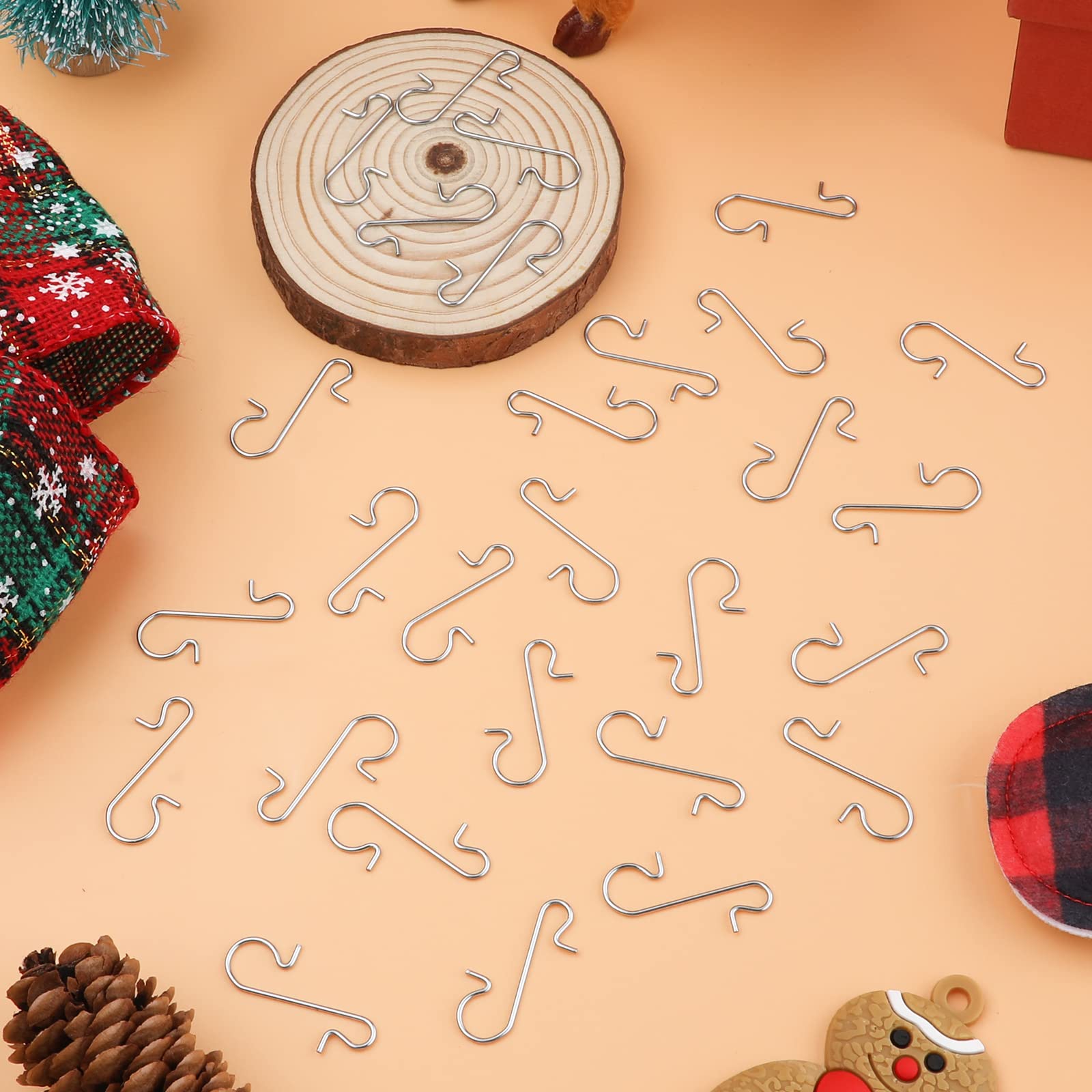 LUTER 200pcs Silver Christmas S Hooks - Durable Metal Ornament Hangers with Storage Box for Xmas Tree Decorations, Holiday Party & Home Festival Decor - Perfect for Hanging Ornaments, Lights & DIY Crafts