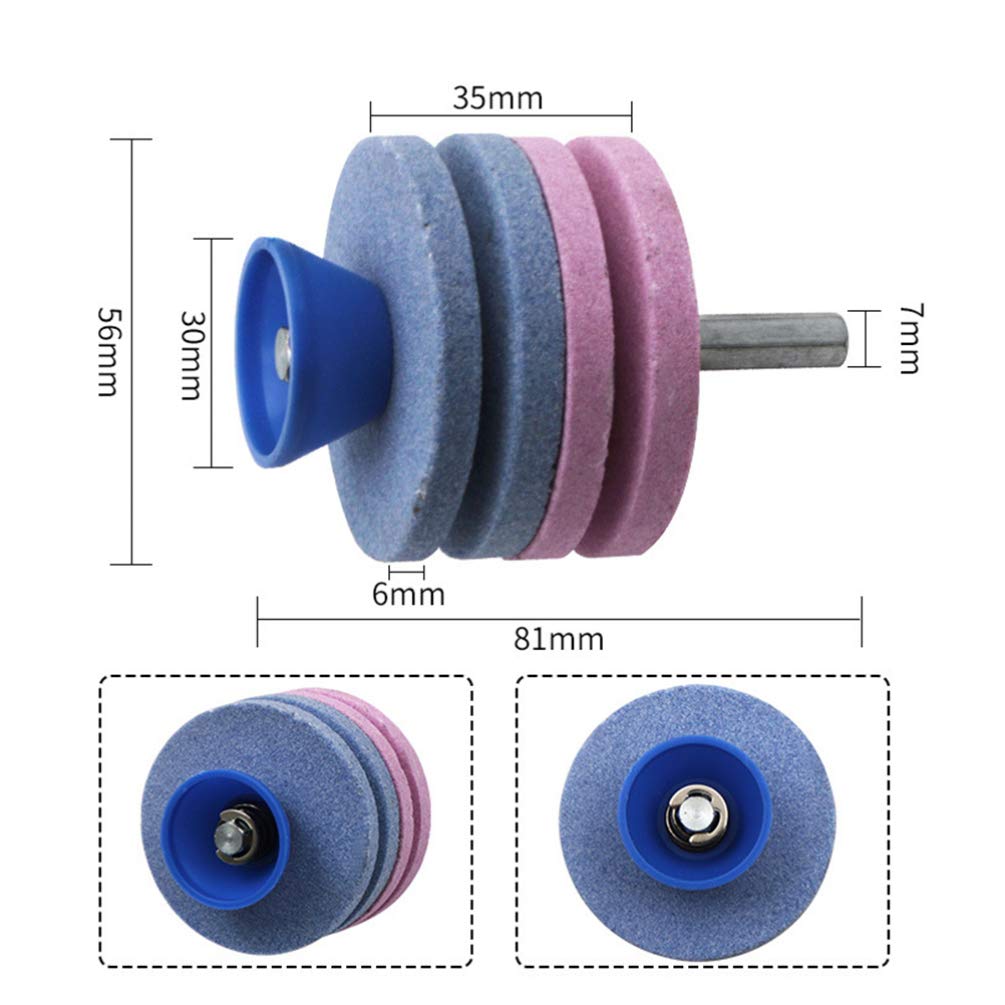 Baluue 3-Piece Rotary Drill Blade Sharpener Set – Double-Layer Cutter for Power Drill & Lawn Mower Blades – Includes Fan Puller & Grinding Wheel – Perfect for Lawn Care & Garden Maintenance