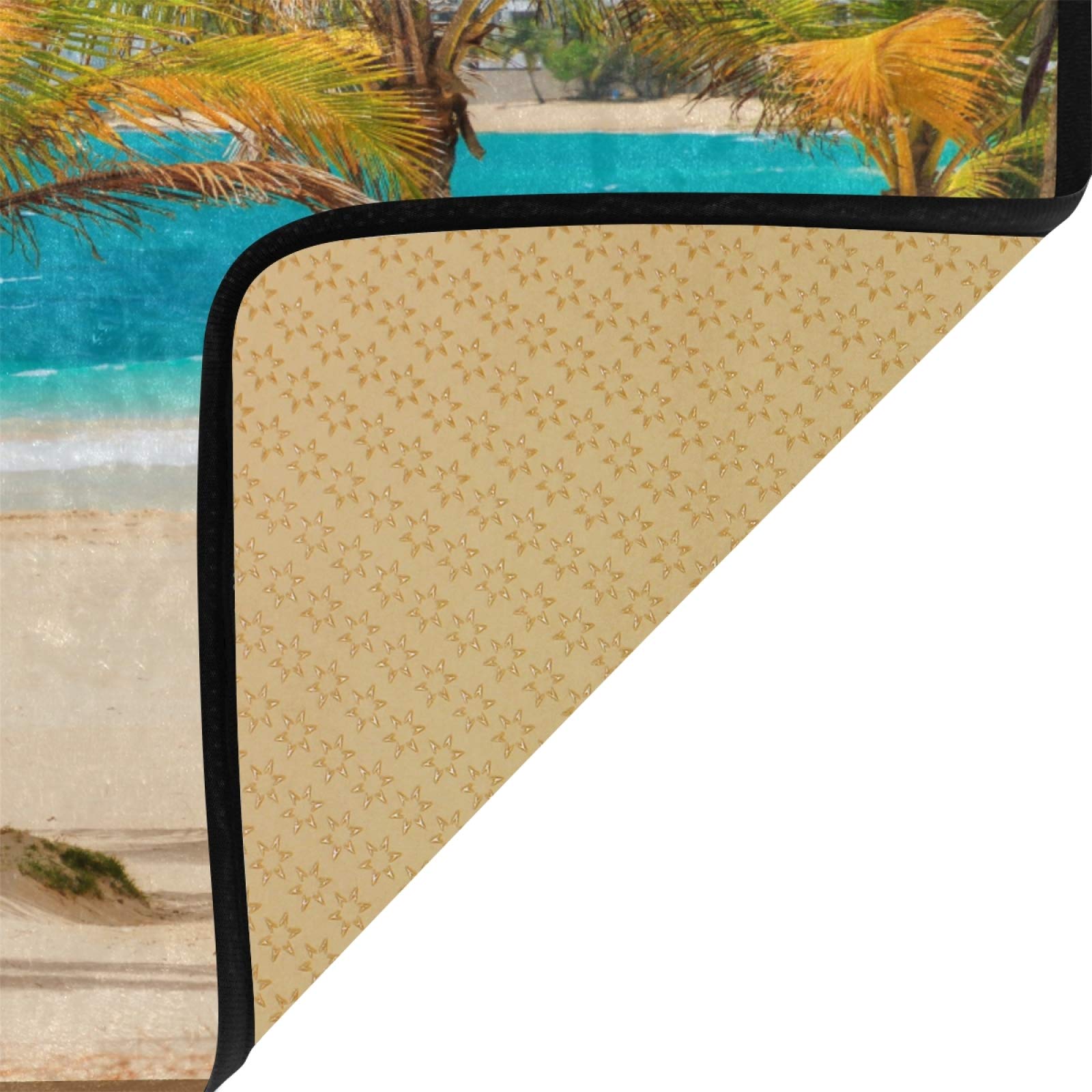 Non-Slip 39x20 Inch Kitchen Rugs with Palm Tree Design for Beach-Themed Decor, Perfect for Puerto Rico Style Kitchens, Sink Areas, Entryways, and Bathroom Runners