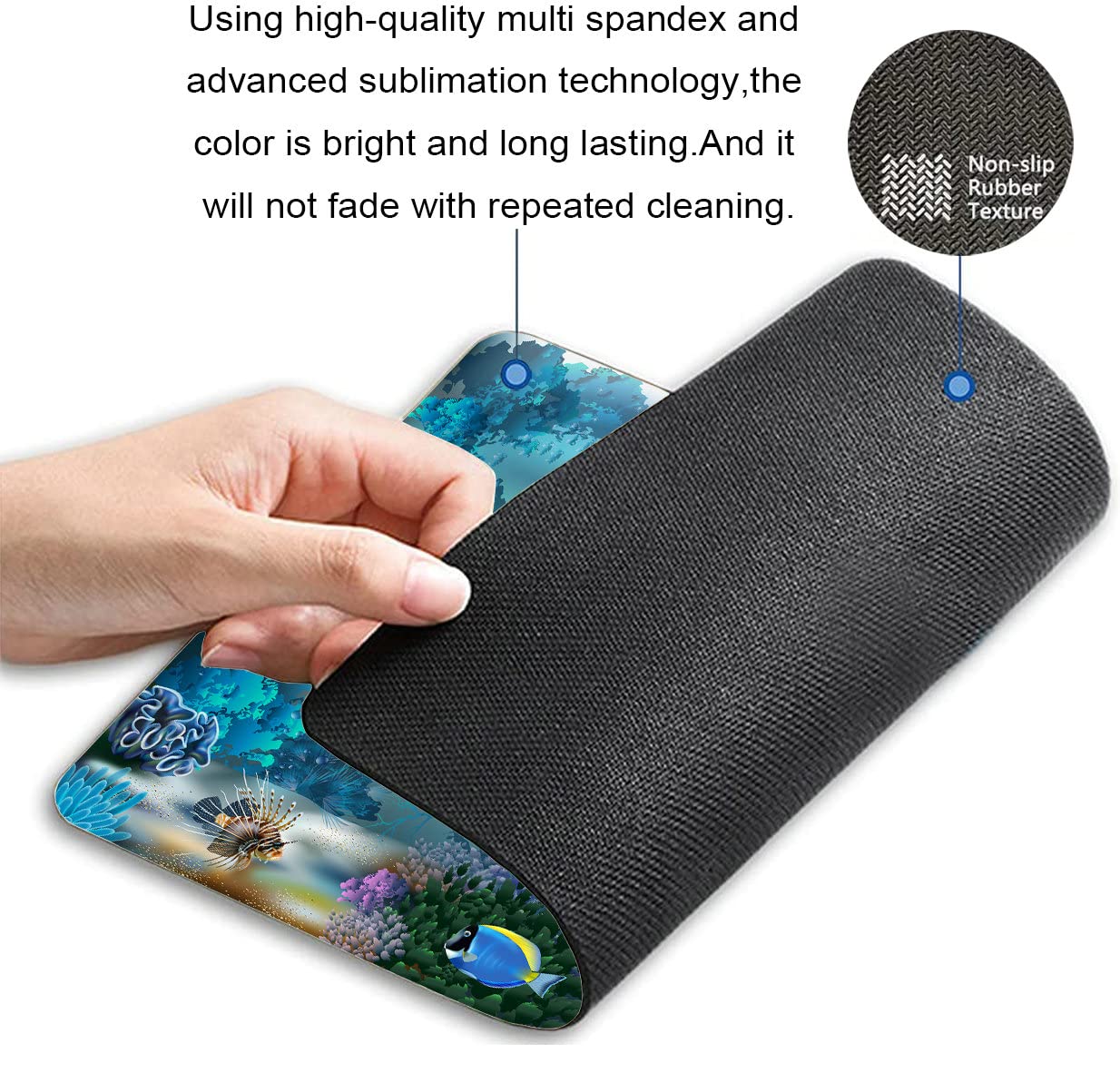 Premium Non-Slip Rubber Base Mouse Pad - Dolphin & Tropical Fish Ocean Theme 7.9