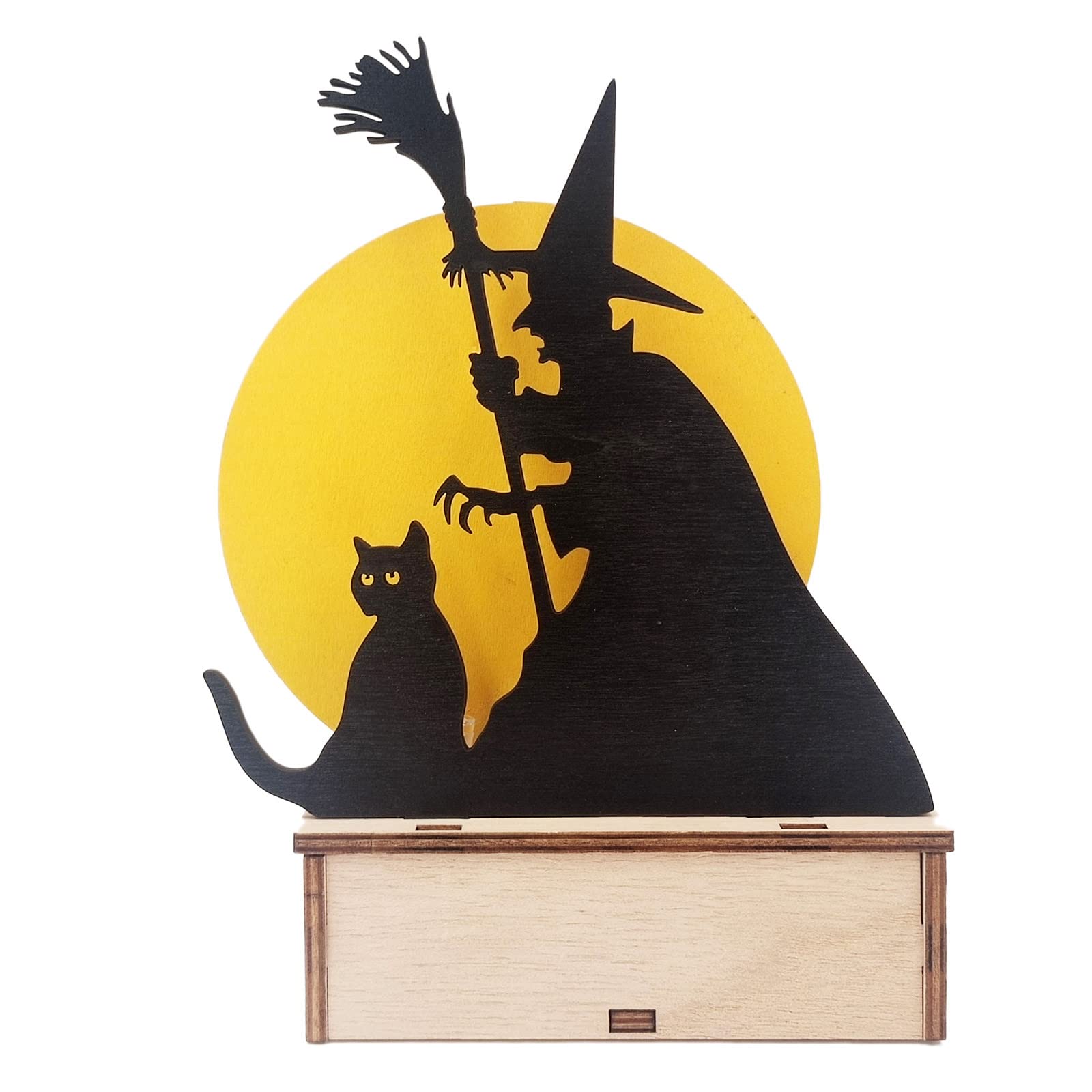 Spooky Halloween Night Lights - Wooden Hollow Decorations with LED Lighting for Outdoor & Indoor Halloween Party, Christmas, and Festival Decor