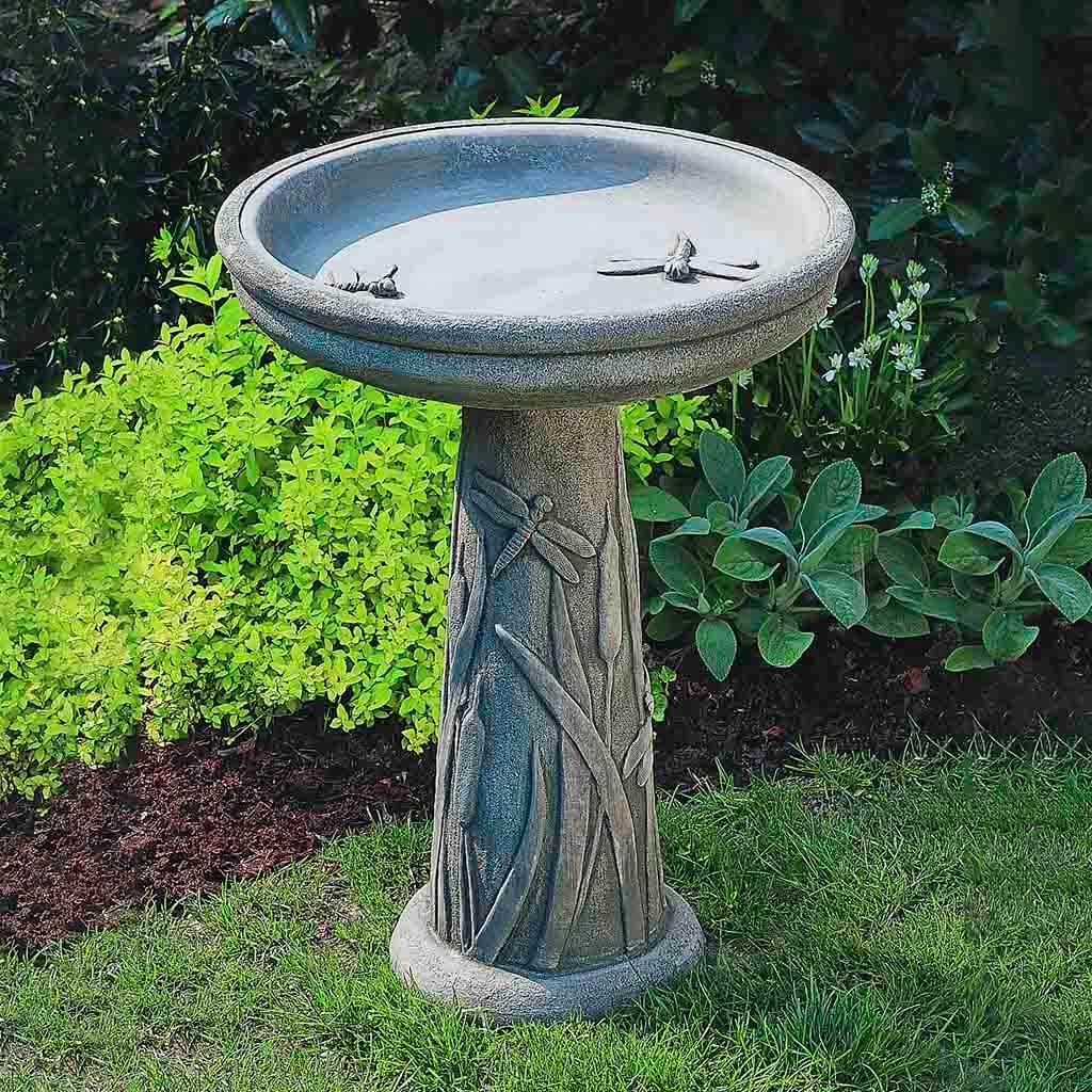 Campania International Dragonfly Birdbath - Outdoor Garden Decor for Birds, Decorative Resin Bird Bath for Patio, Yard & Garden - Attract Butterflies & Wildlife
