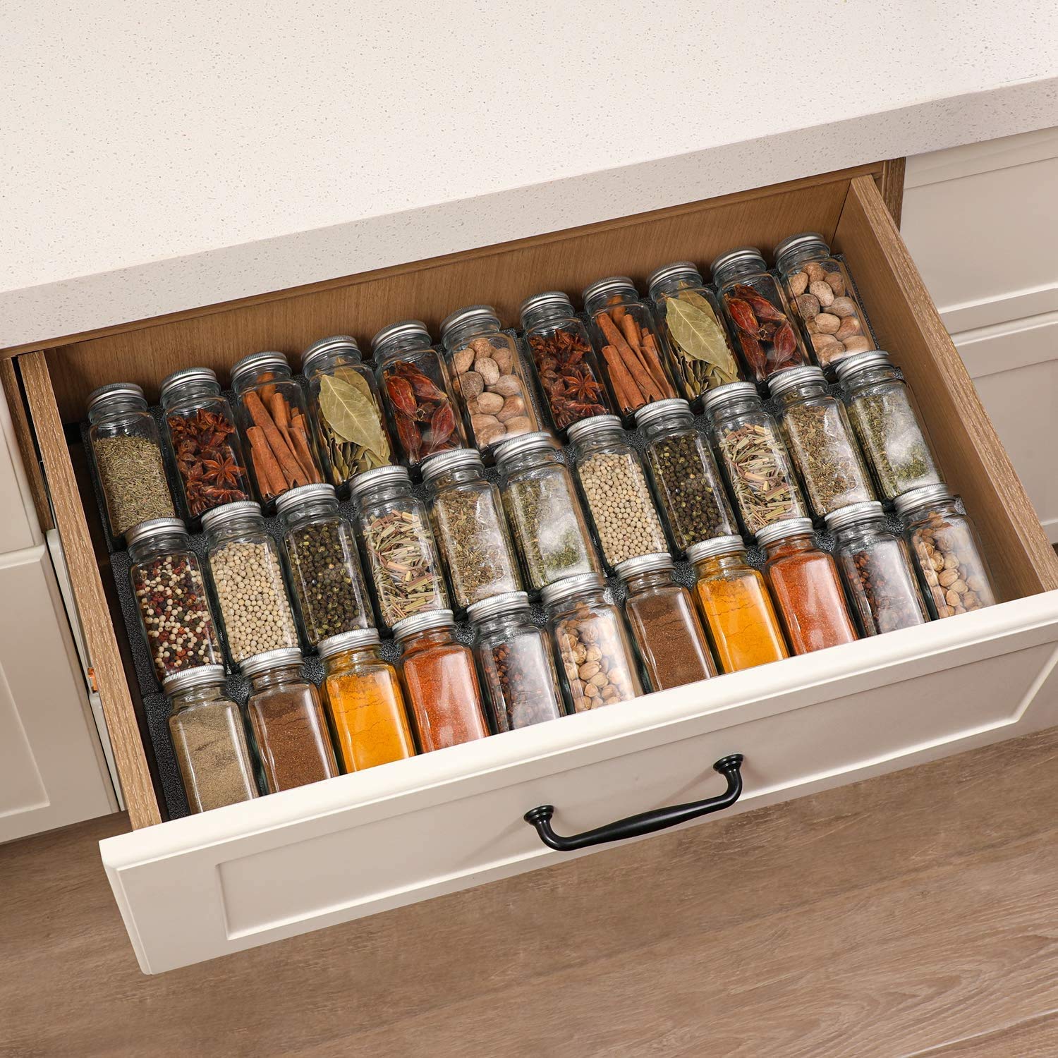 AOZITA 24-Piece Glass Spice Jars with Labels - 4oz Empty Square Spice Bottles with Shaker & Airtight Lids - Kitchen Storage Containers for Herbs, Seasonings & DIY Spice Blends - Perfect for Home Cooking & Pantry Organization