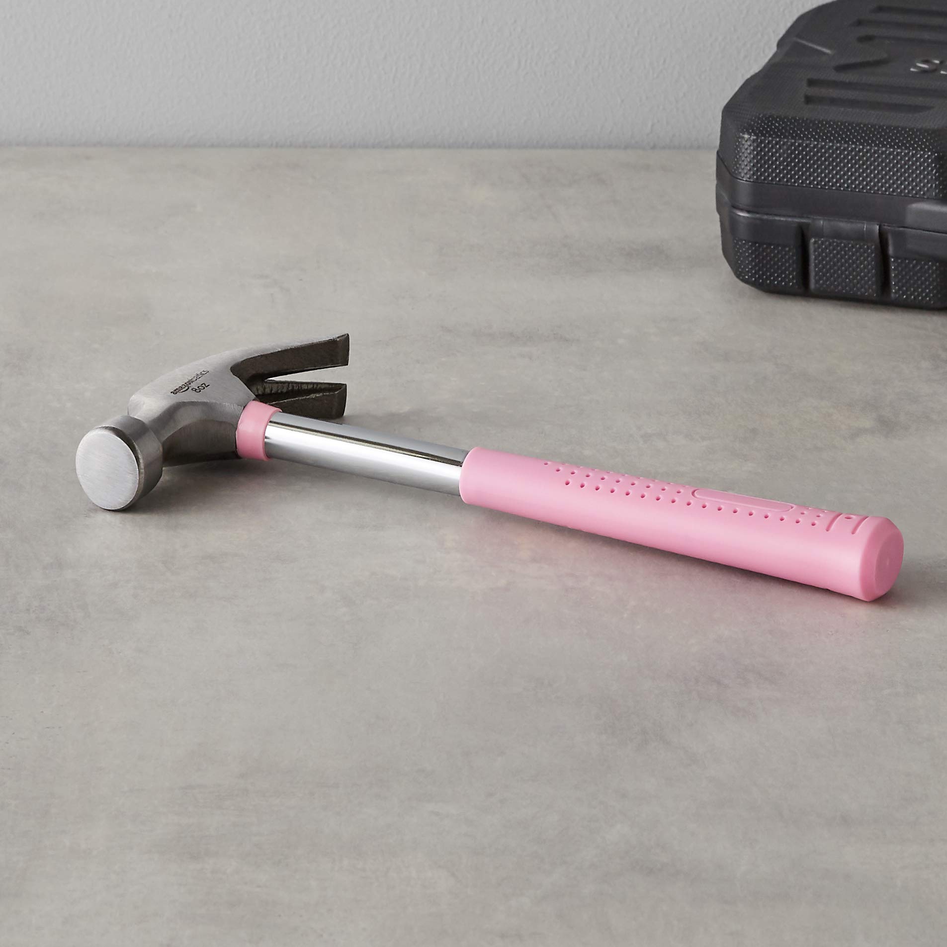 Amazon Basics 8 oz Pink Hammer - Lightweight Claw Hammer for Home DIY Projects, Woodworking, and Small Repairs - Perfect for Hanging Pictures, Assembling Furniture, and Crafting
