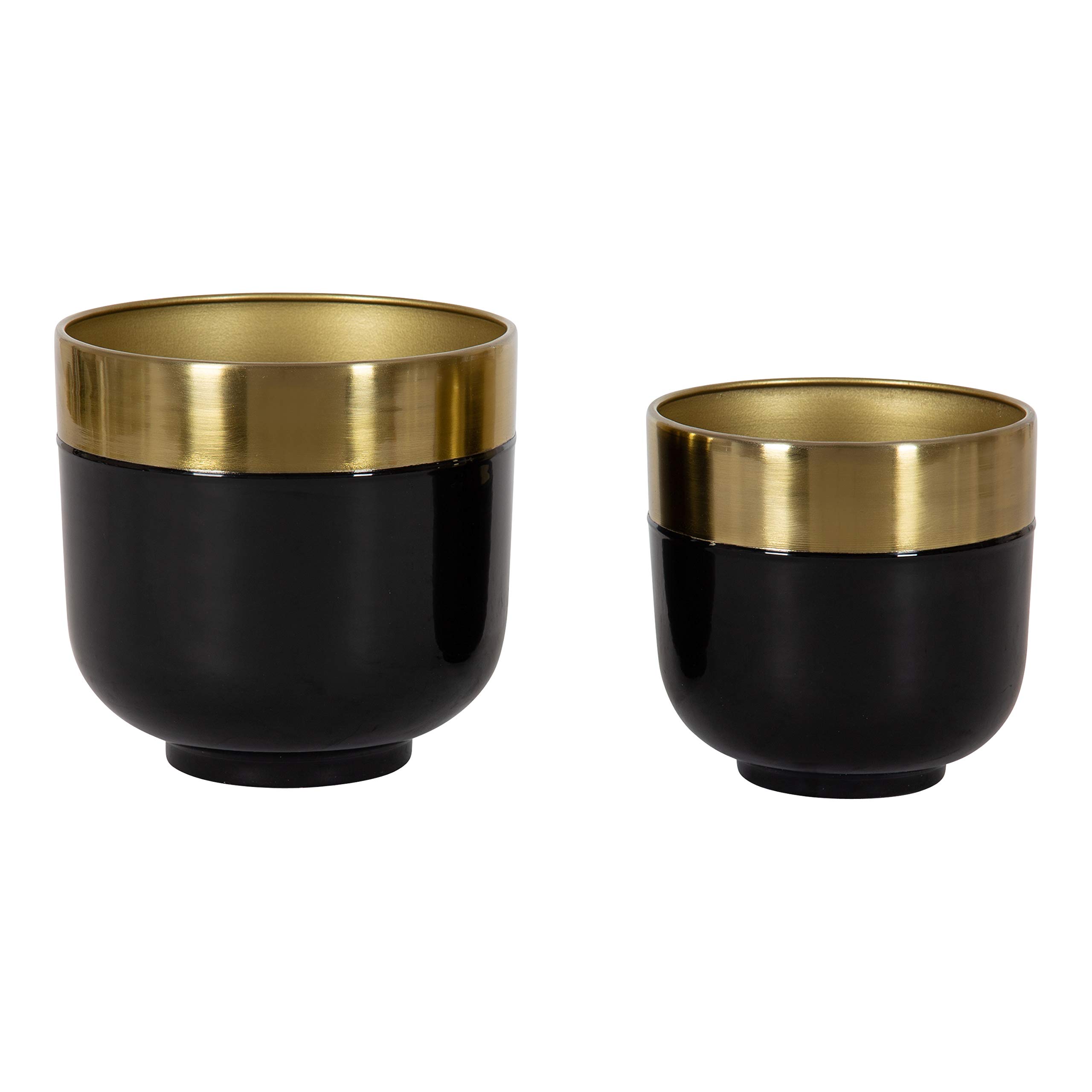 Kate and Laurel Miley Modern Indoor Planter Set of 2 - Gold and Black Decorative Plant Pots for Home, Office, Living Room & Bedroom Decor - Perfect for Succulents, Small Plants & Indoor Greenery