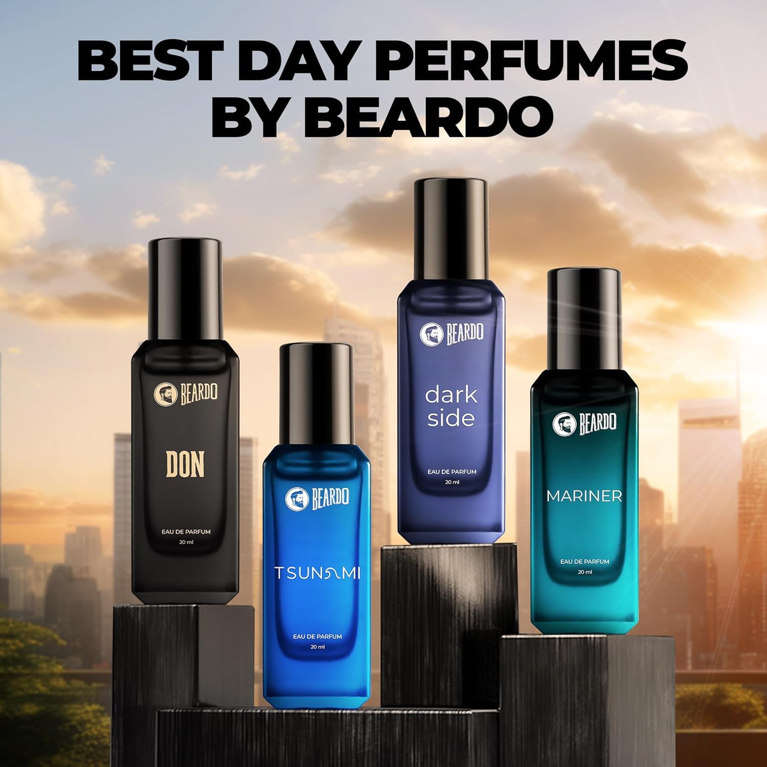 Beardo Day Perfume Set for Men & Women - 4 x 20ml Long Lasting Fresh Aquatic Fragrances | Unisex Cologne Gift Combo | Perfect for Daily Wear, Office & Special Occasions