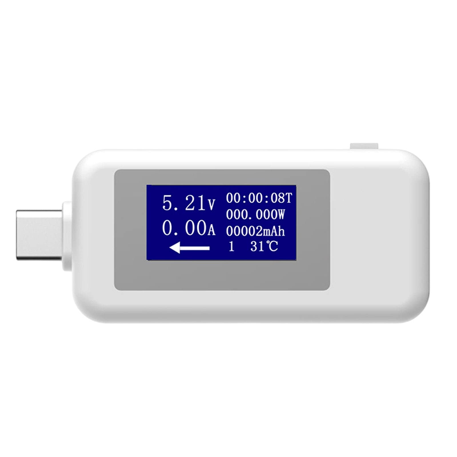 Balikha USB C Power Bank Tester - Digital Current Voltage Capacity Detector for Charging Devices (White) | Perfect for Testing Power Banks, Phones & Portable Chargers