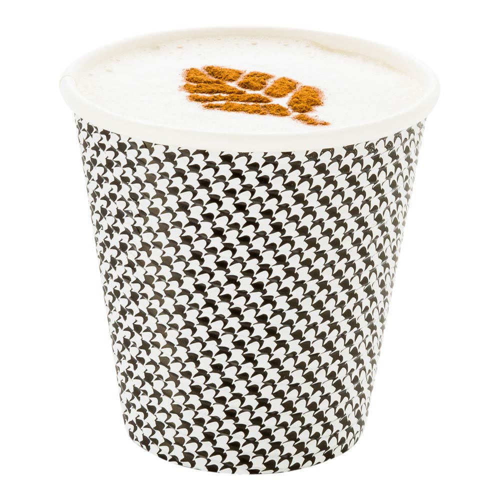Premium 8 oz Houndstooth Pattern Disposable Paper Coffee Cups - Spiral Wall Design (3.5