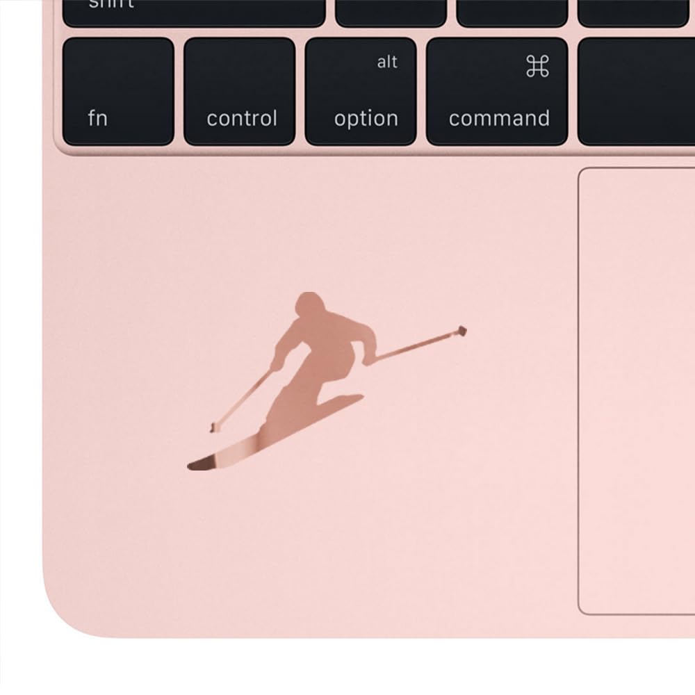 Premium Waterproof Vinyl Decal Stickers - Skier Silhouette Rose Gold (Set of 2) for Laptop, Phone, Helmet, Car Window, Bumper, Mug, Cup, Door & Wall Decor | Perfect for Winter Sports Enthusiasts & Home/Office Decoration