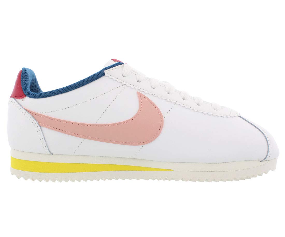 Nike Women's Classic Cortez Leather Sneakers in White & Pink - Size 5.5 | Retro Running Shoes for Women | Perfect for Casual Wear, Gym & Street Style