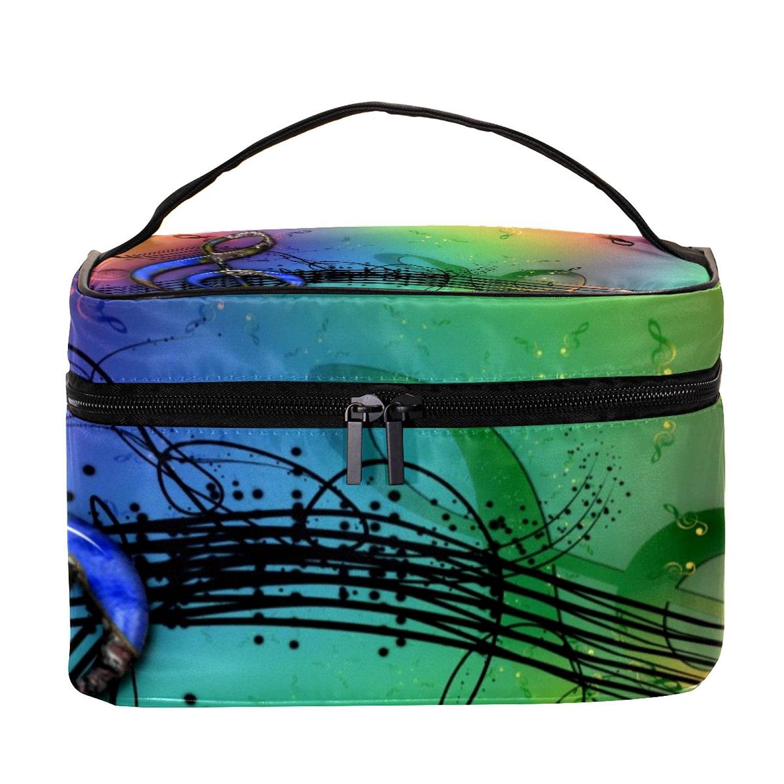 Vibrant Music Notes Travel Makeup Bag - Large Cosmetic Organizer with Zipper for Women & Girls | Perfect for Toiletries, Makeup Storage & Travel Accessories