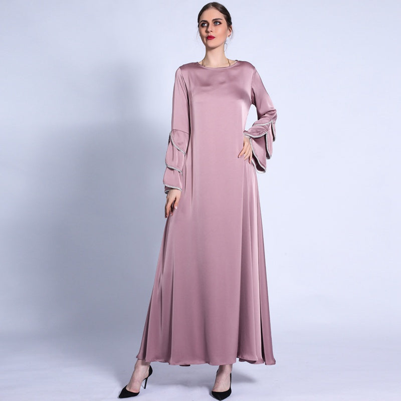 3 Layer Fishtail Sleeve Abaya Dress for Muslim Women - Modest Islamic Prayer Dress for Mosque, Eid & Special Occasions