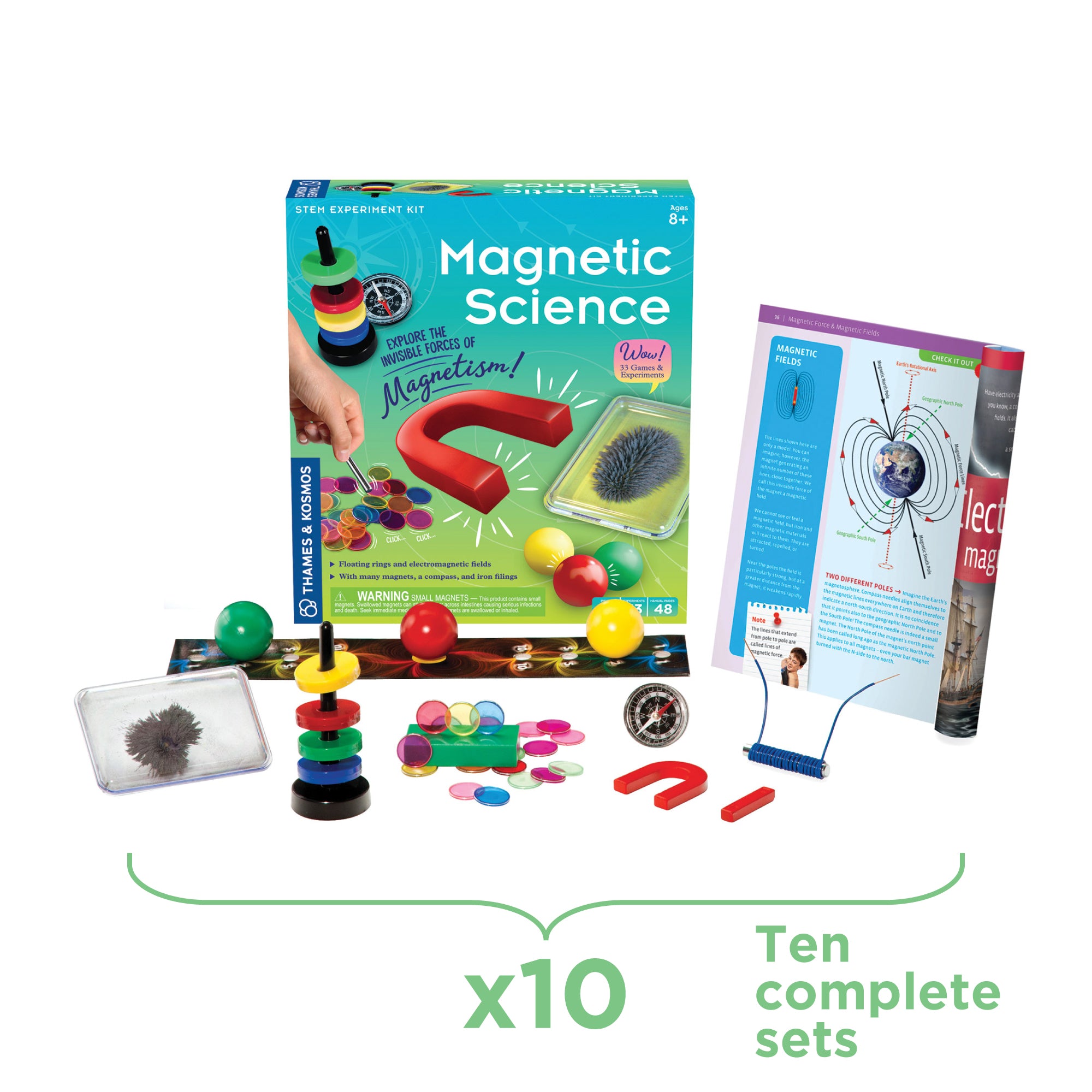 10 Pack Magnetic Science Classroom Kit for Kids - STEM Learning Tools for Science Experiments & Classroom Activities