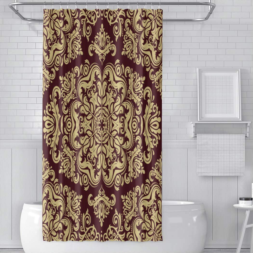 Vintage Damascus Flower Shower Curtain - Waterproof Bathroom Decor 48x72 Inch for Bathtub & Stall - Elegant Home Accessories for Modern or Classic Bathrooms